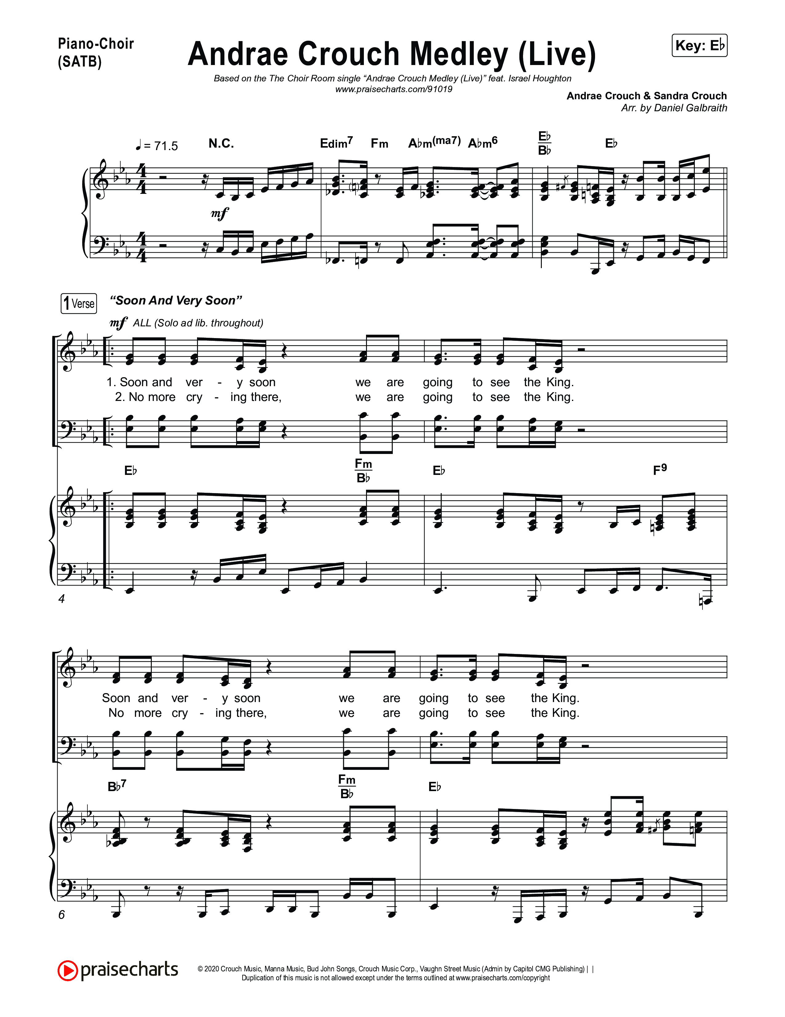Andrae Crouch Medley (Live) Piano/Vocal (SATB) (The Choir Room / Israel Houghton)