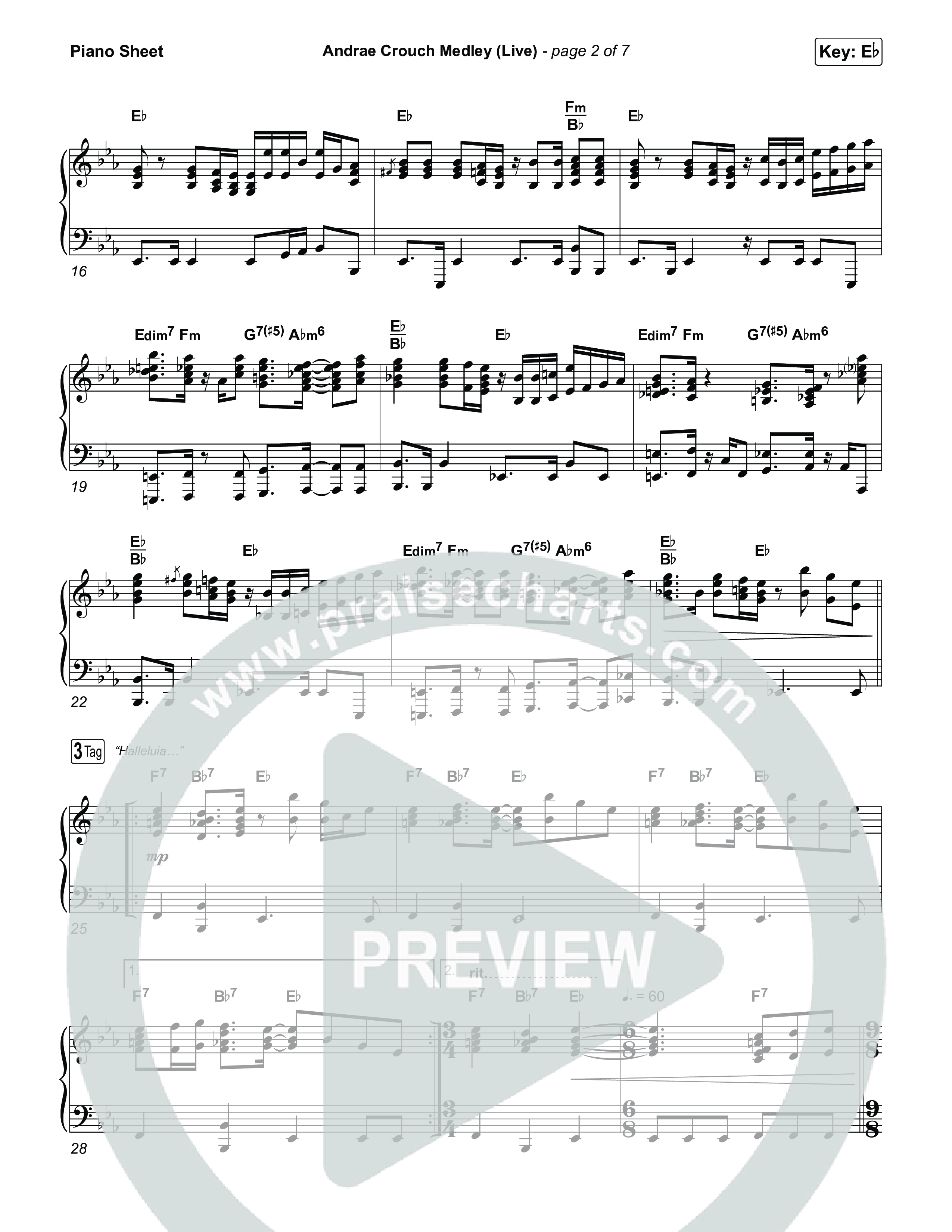 Andrae Crouch Medley (Live) Piano Sheet (The Choir Room / Israel Houghton)