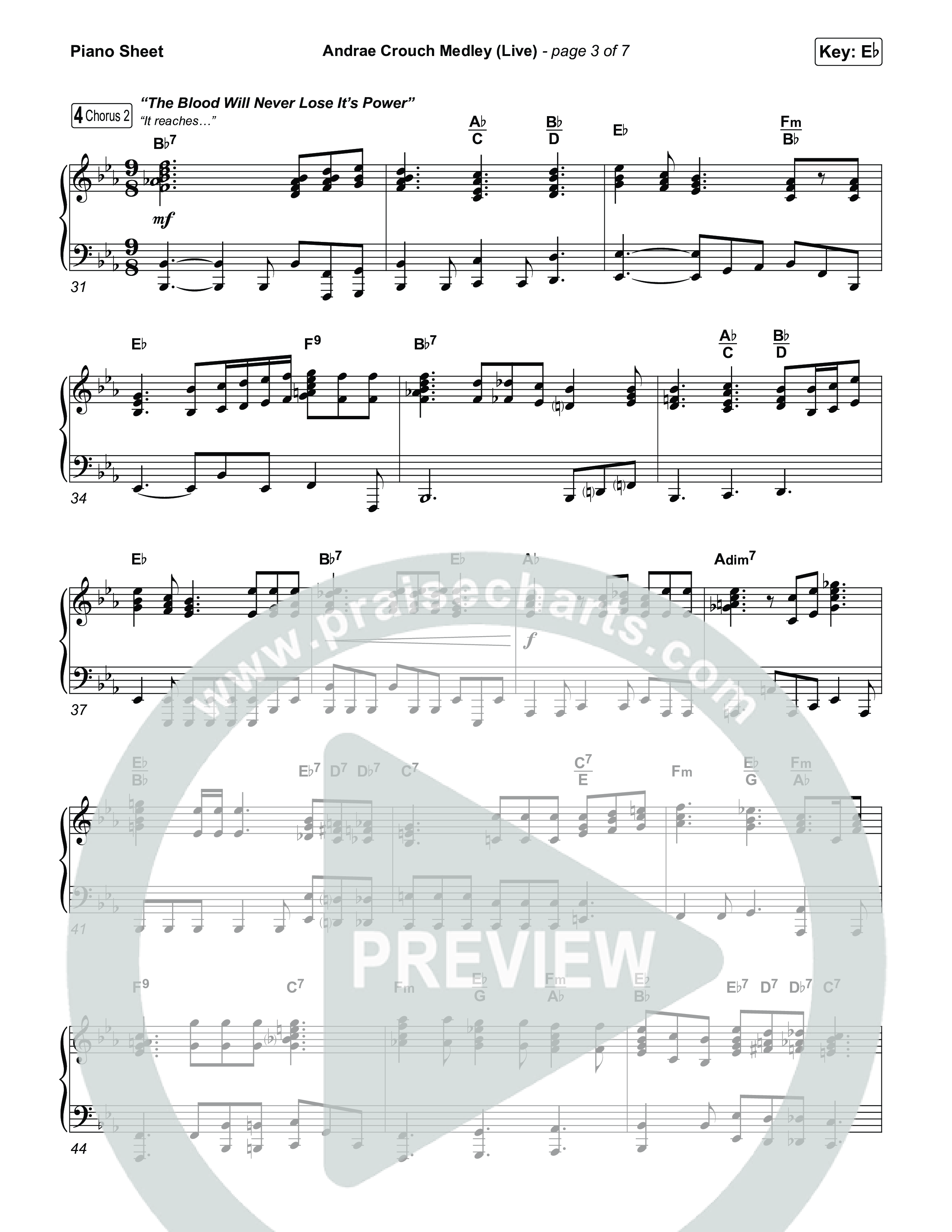 Andrae Crouch Medley (Live) Piano Sheet (The Choir Room / Israel Houghton)