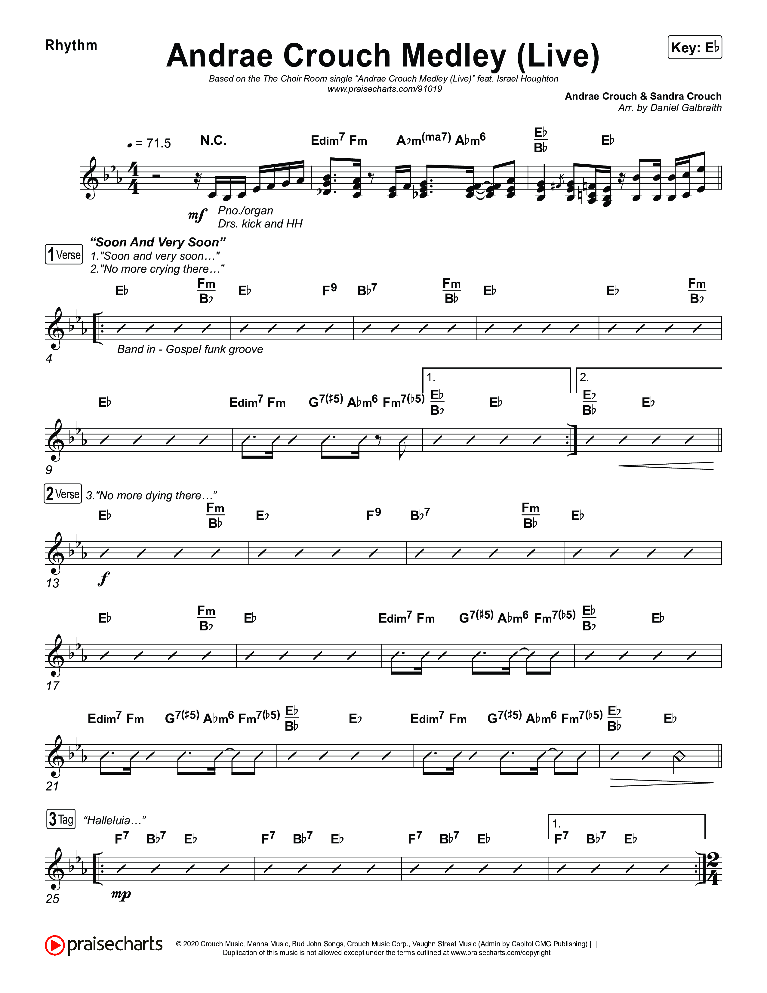 Andrae Crouch Medley (Live) Rhythm Chart (The Choir Room / Israel Houghton)