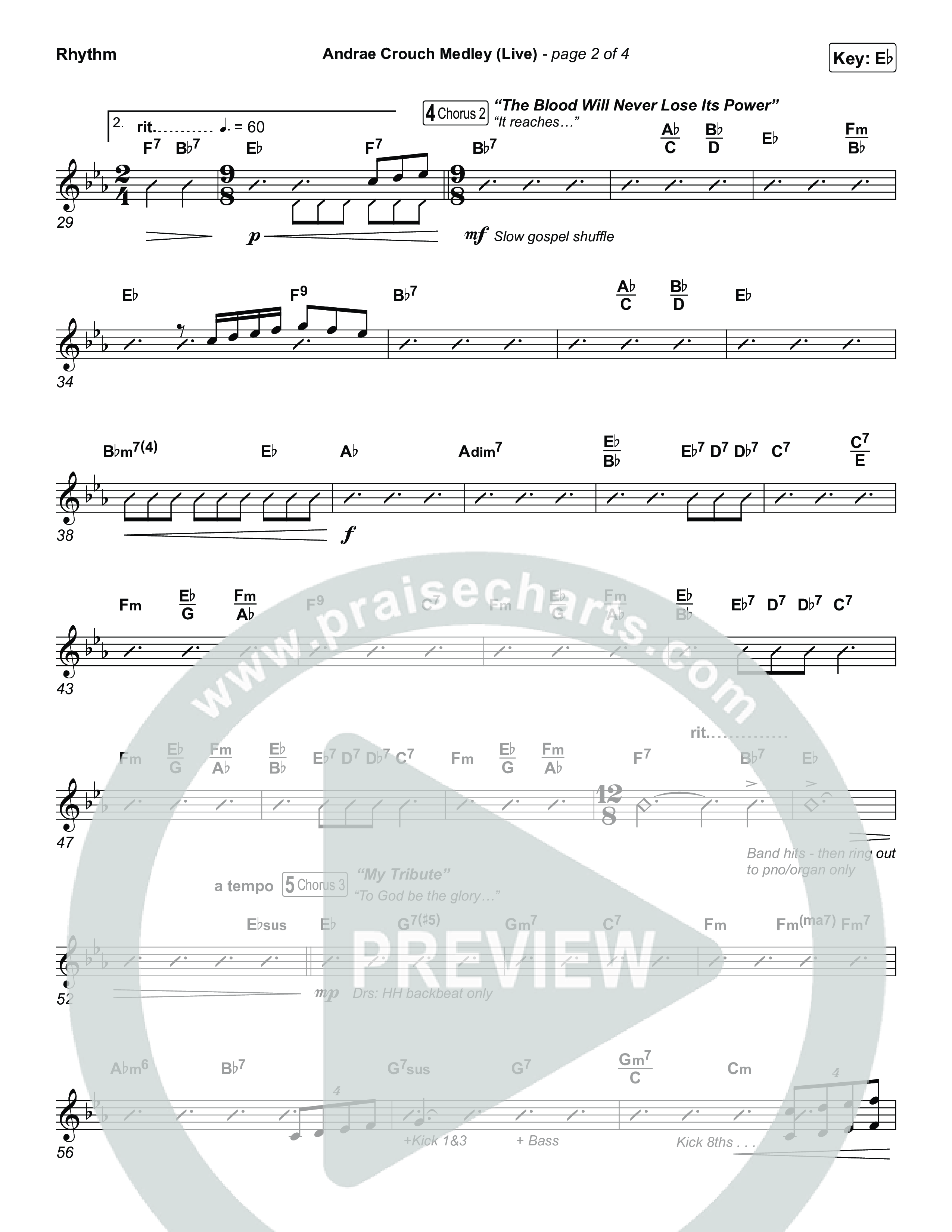 Andrae Crouch Medley (Live) Rhythm Chart (The Choir Room / Israel Houghton)