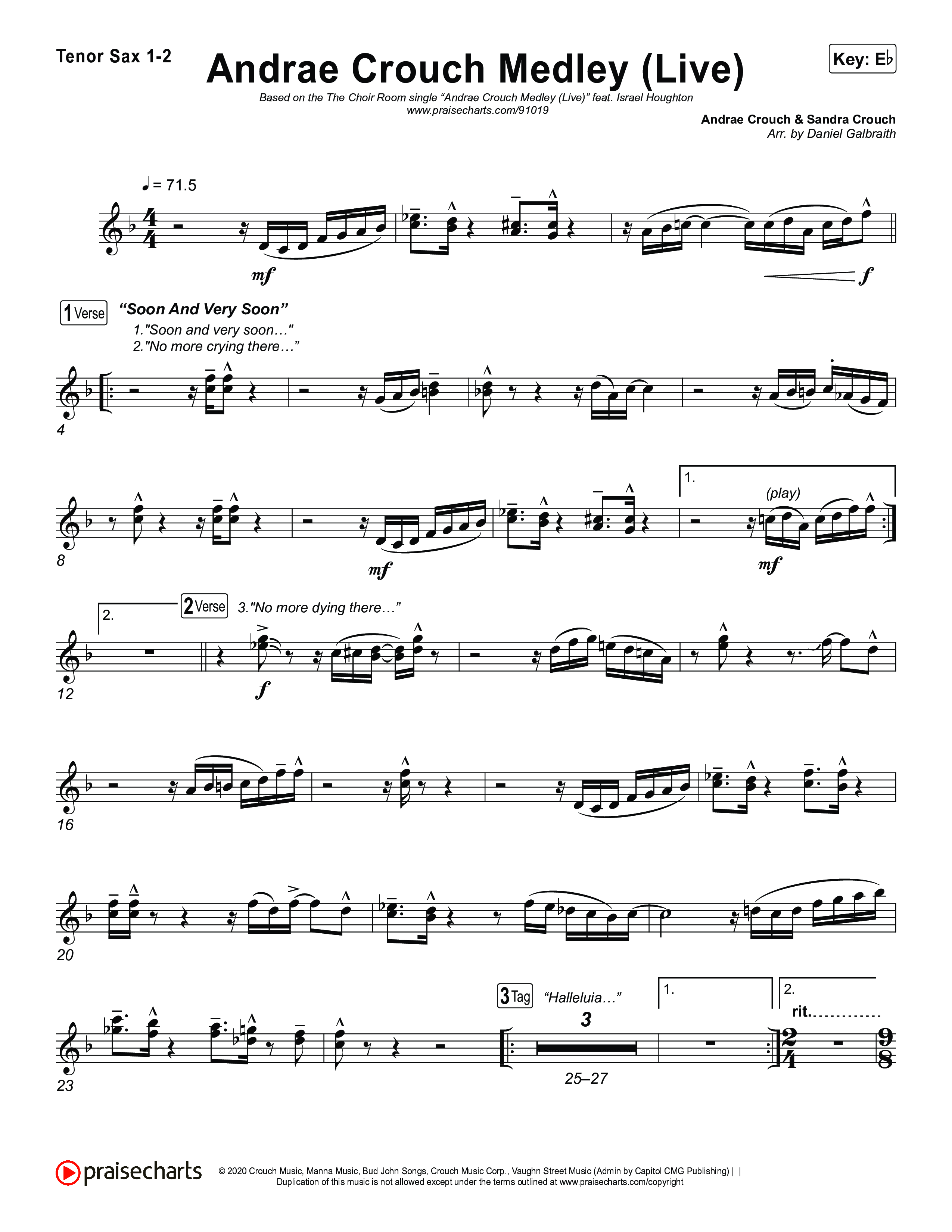 Andrae Crouch Medley (Live) Tenor Sax 1,2 (The Choir Room / Israel Houghton)