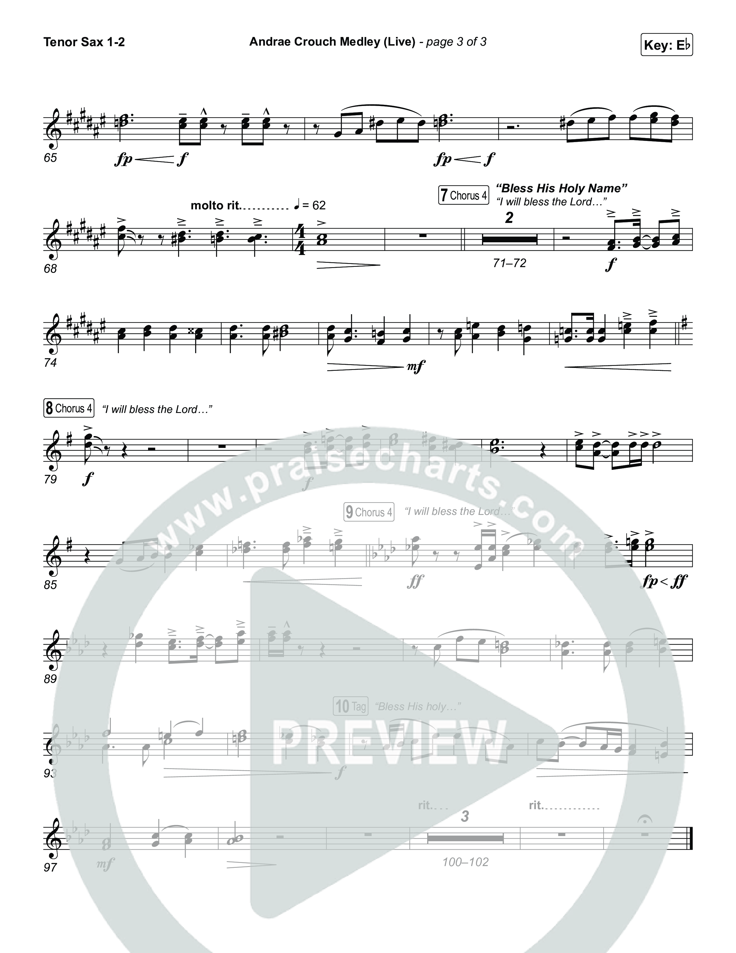 Andrae Crouch Medley (Live) Tenor Sax 1,2 (The Choir Room / Israel Houghton)