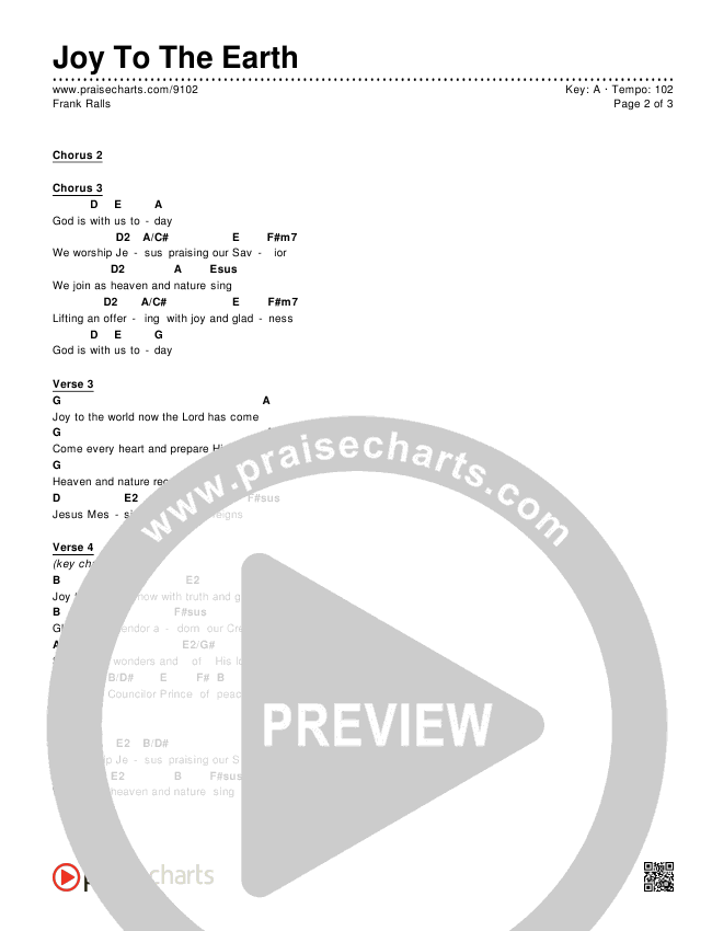Joy To The Earth Chords & Lyrics (Frank Ralls)