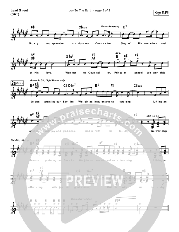 Joy To The Earth Lead Sheet (SAT) (Frank Ralls)