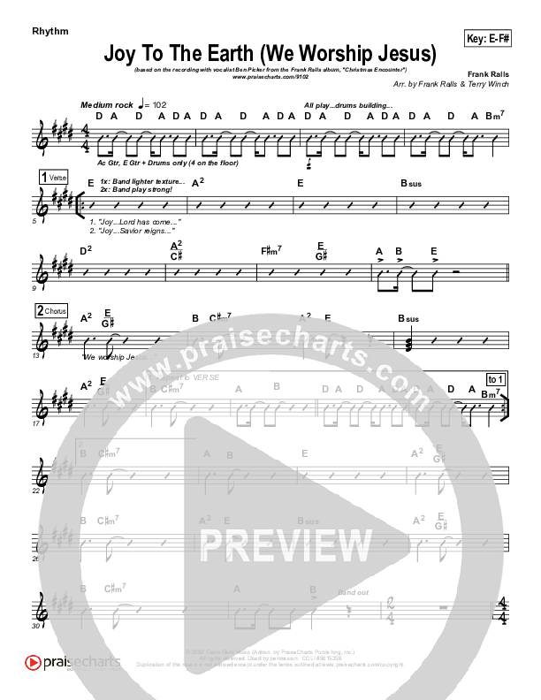 Joy To The Earth Rhythm Chart (Frank Ralls)