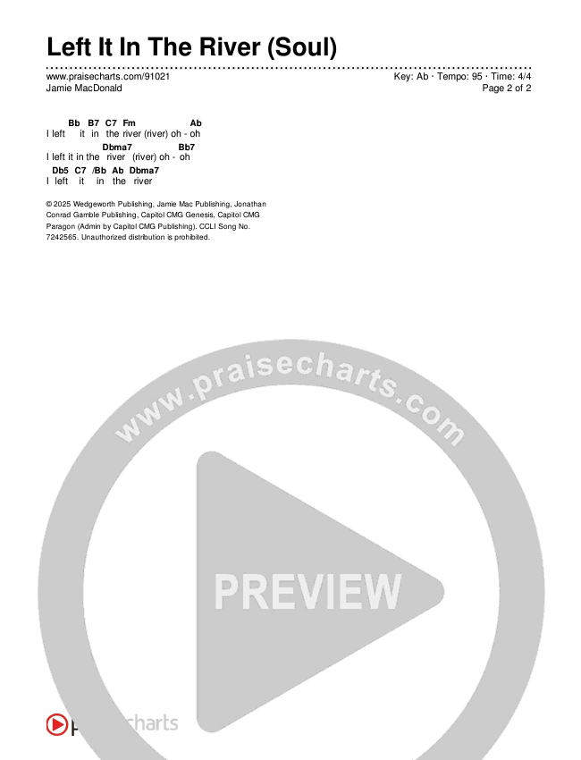 Left It In The River (Soul) Chords & Lyrics (Jamie MacDonald)