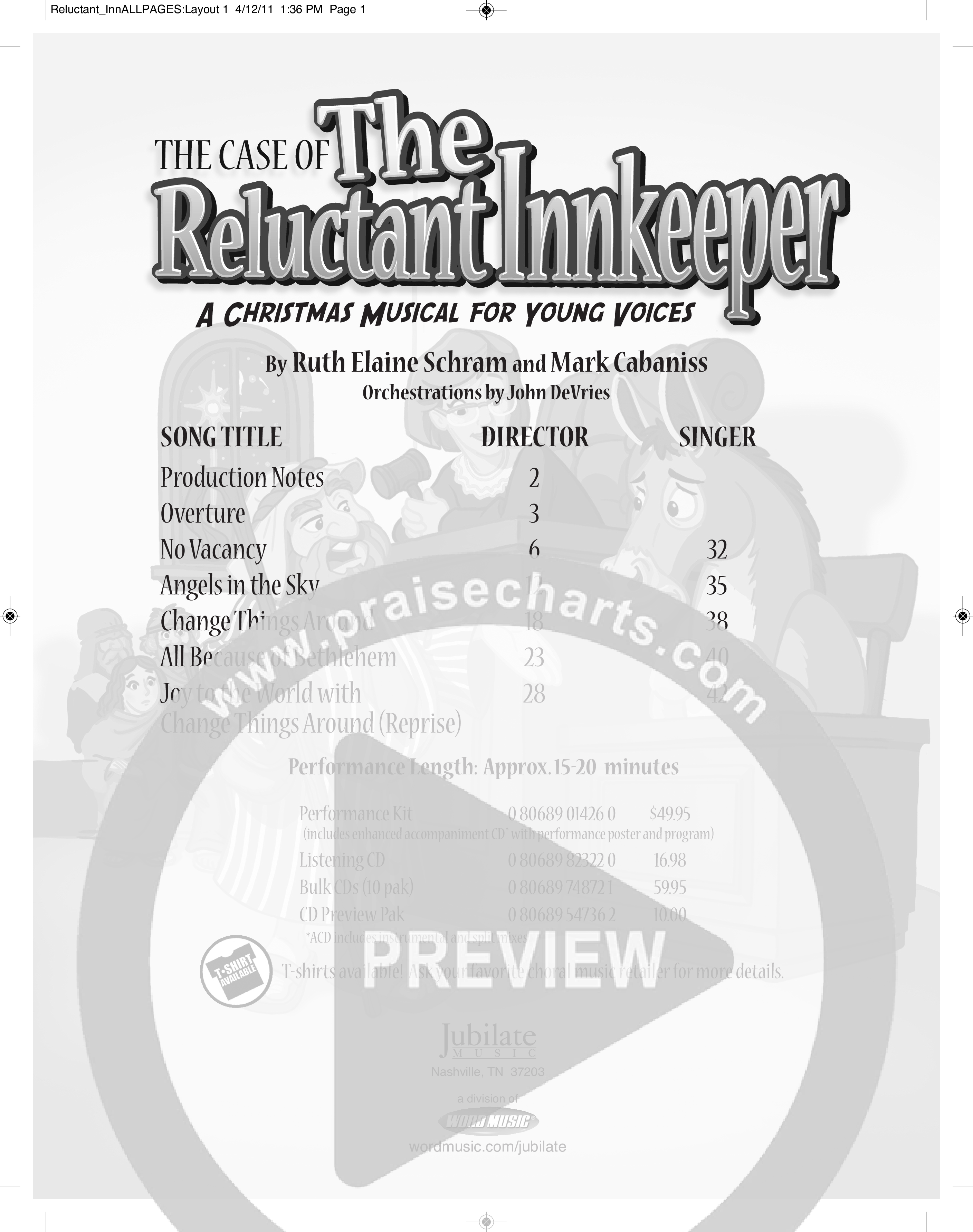 The Case Of The Reluctant Innkeeper (6 Song Choral Collection) Choral Book (Orch. John DeVries)