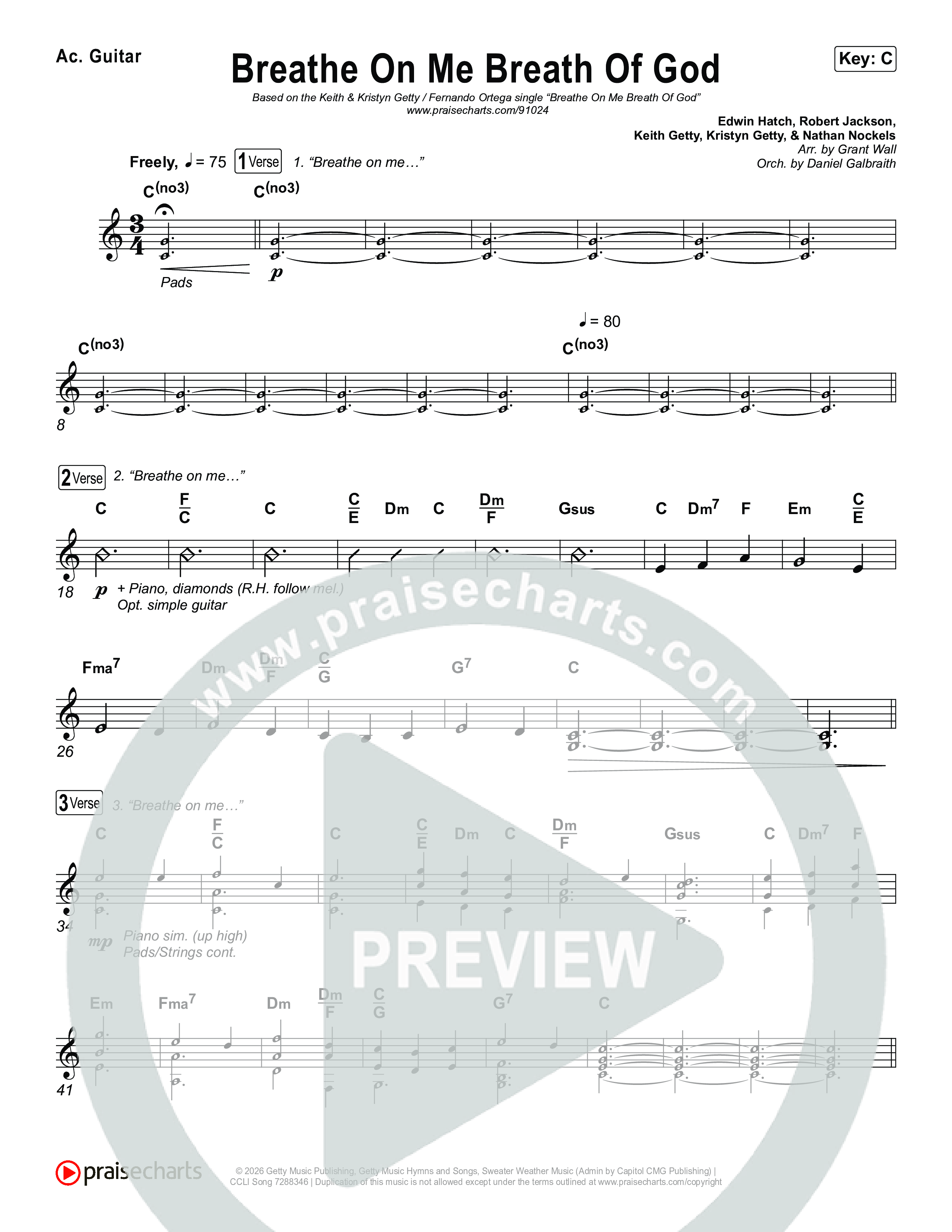 Breathe On Me Breath Of God Acoustic Guitar (Keith & Kristyn Getty / Fernando Ortega)