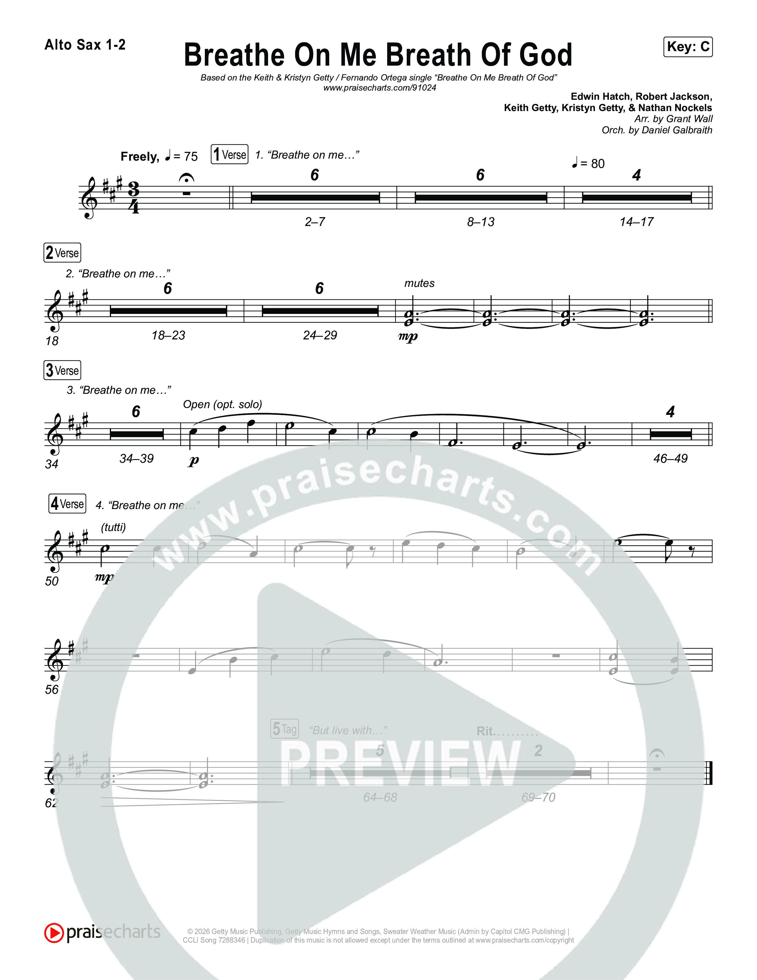 Breathe On Me Breath Of God Alto Sax 1,2 (Keith & Kristyn Getty / Fernando Ortega)