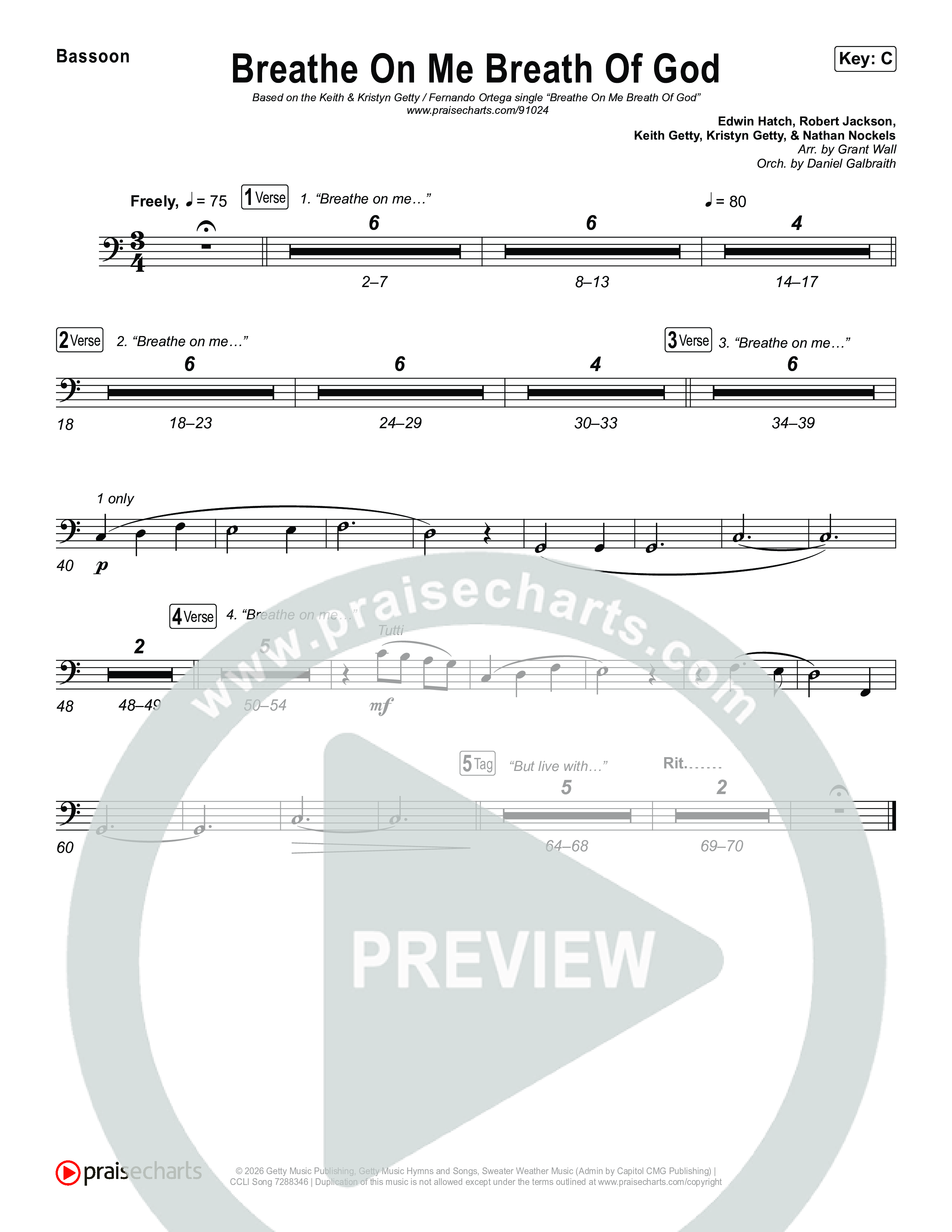 Breathe On Me Breath Of God Bassoon (Keith & Kristyn Getty / Fernando Ortega)