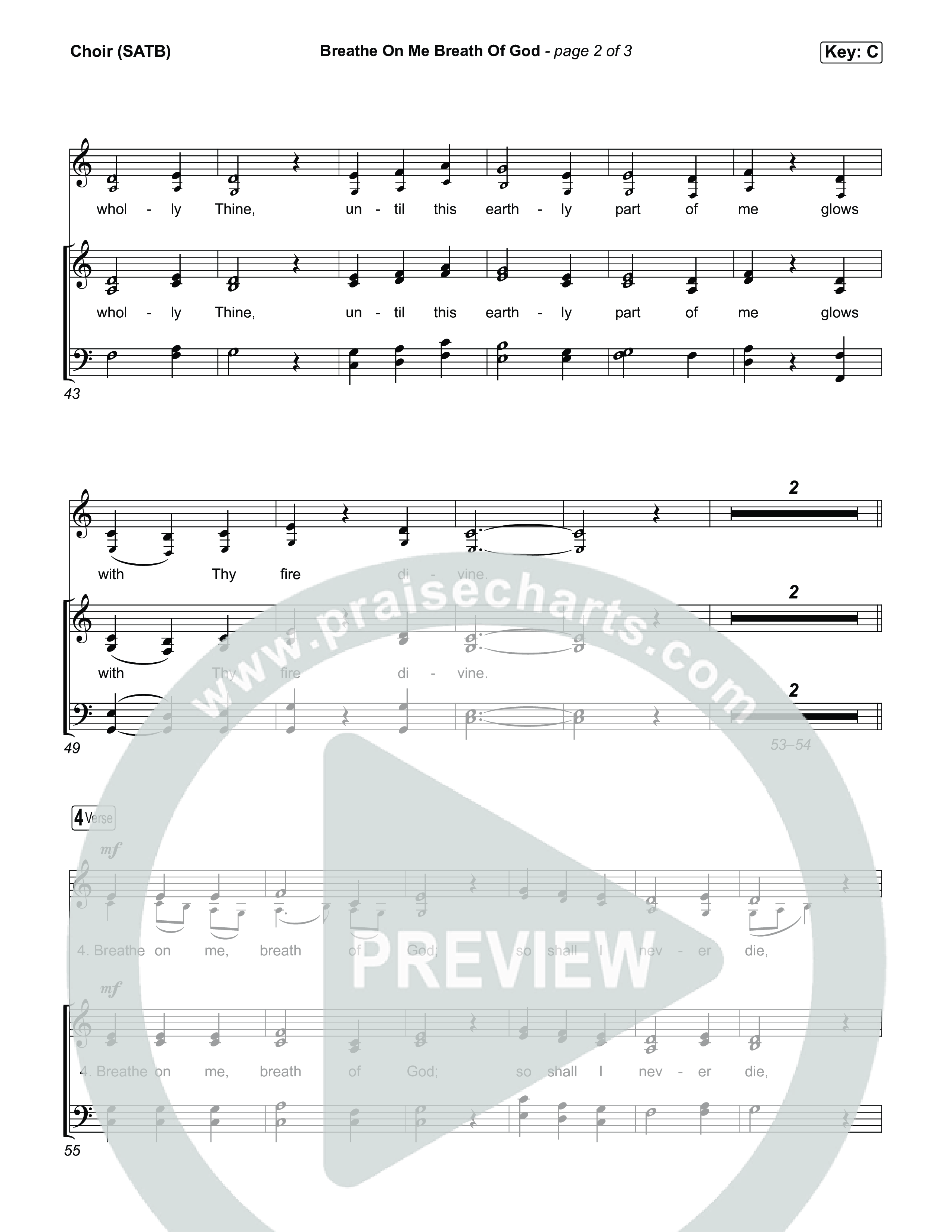 Breathe On Me Breath Of God Choir Sheet (SATB) (Keith & Kristyn Getty / Fernando Ortega)