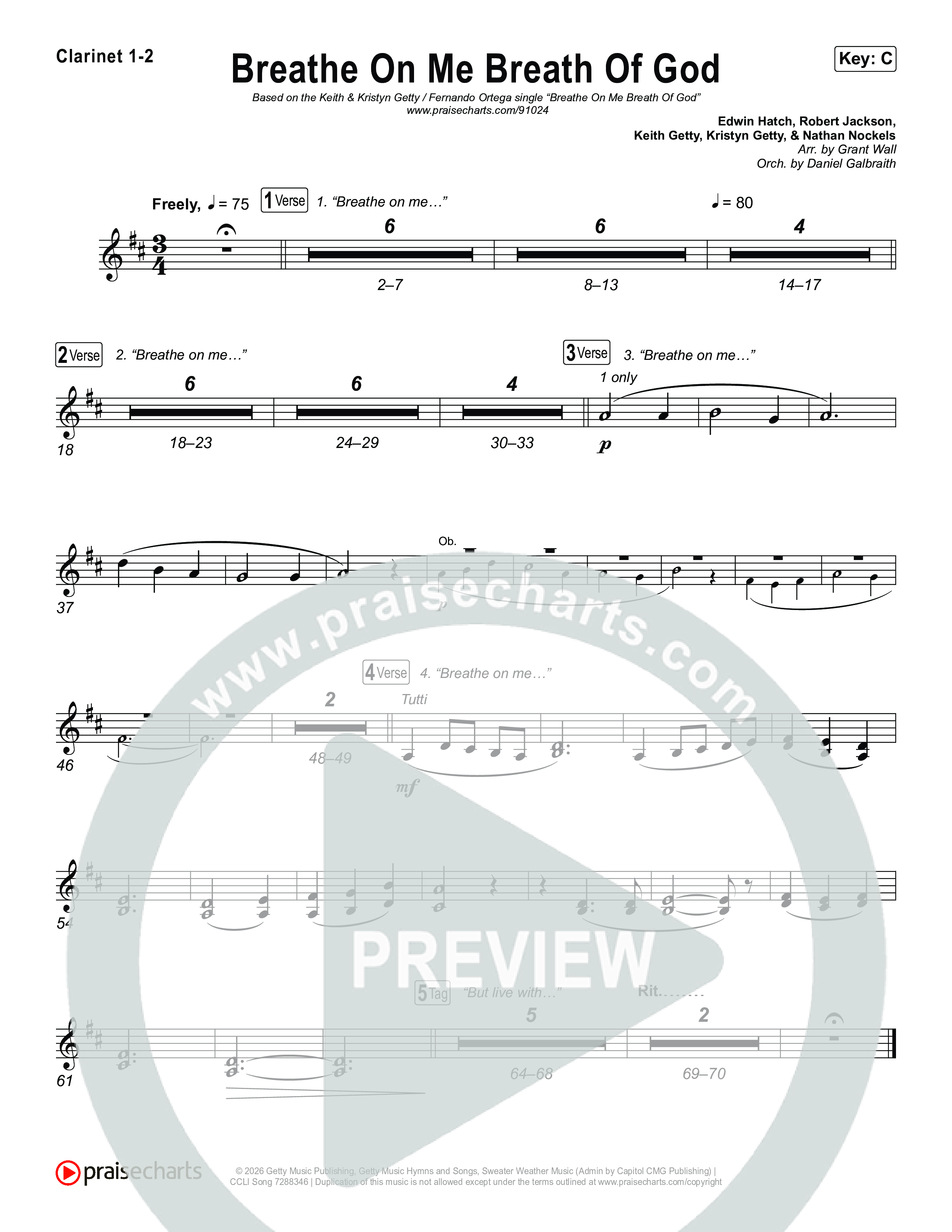 Breathe On Me Breath Of God Clarinet 1,2 (Keith & Kristyn Getty / Fernando Ortega)