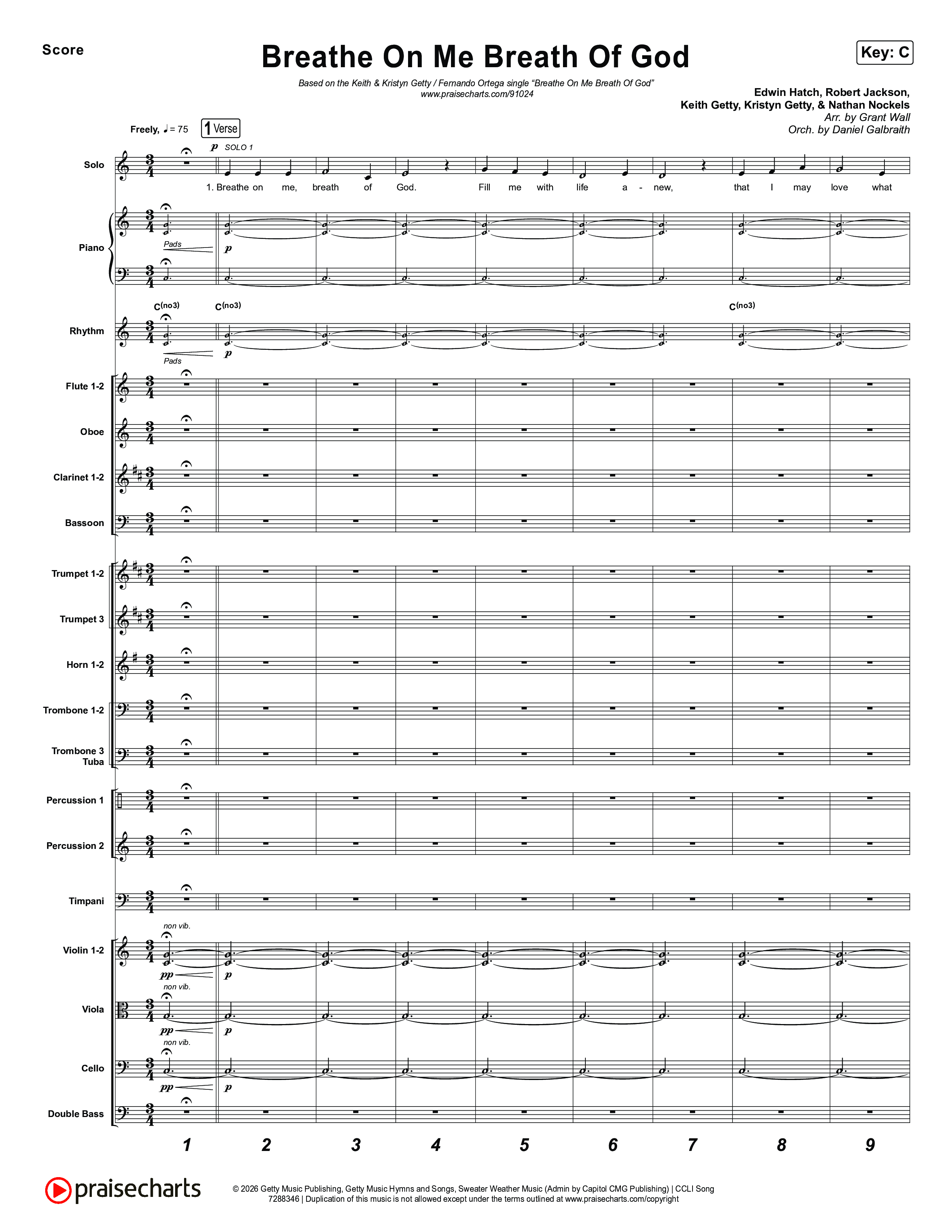 Breathe On Me Breath Of God Conductor's Score (Keith & Kristyn Getty / Fernando Ortega)