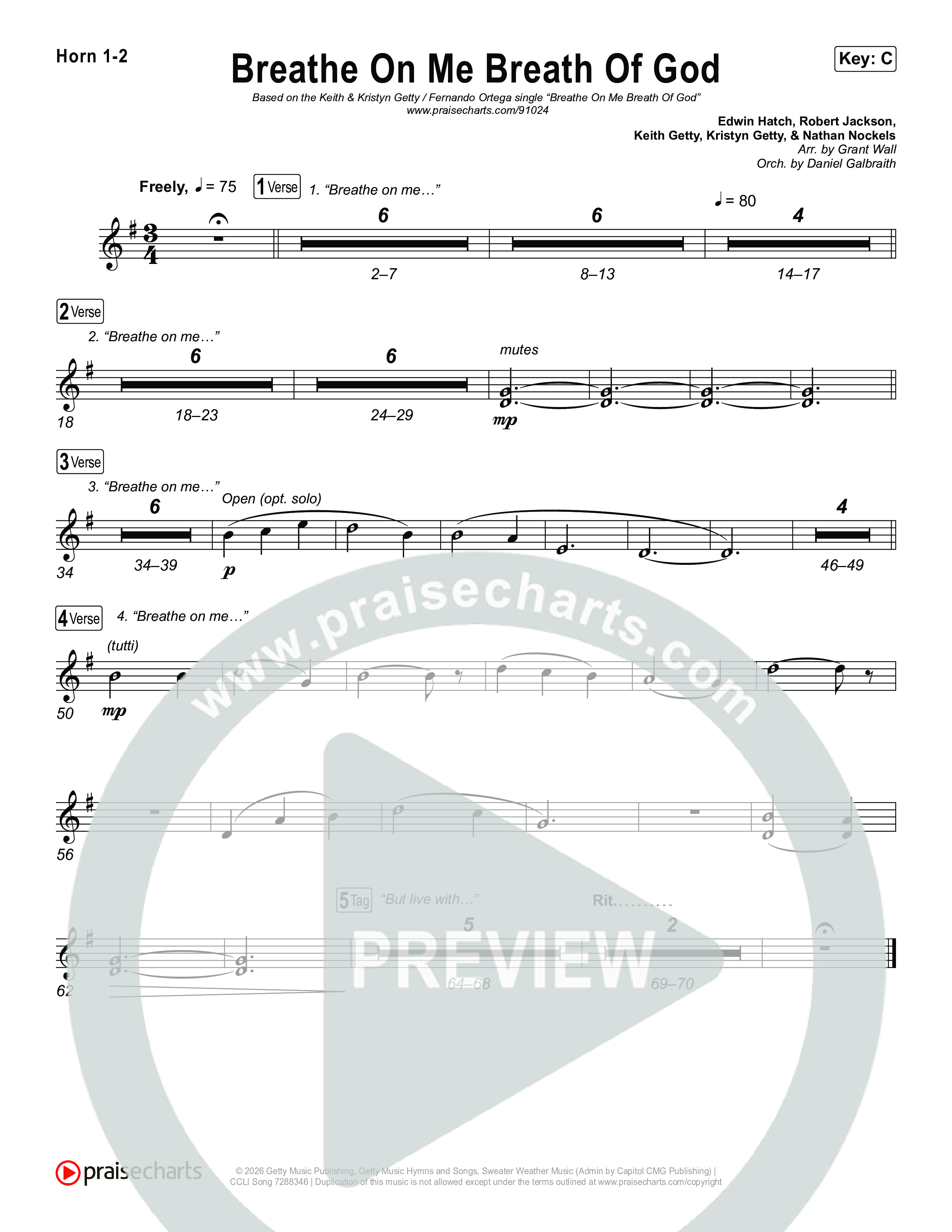 Breathe On Me Breath Of God Brass Pack (Keith & Kristyn Getty / Fernando Ortega)