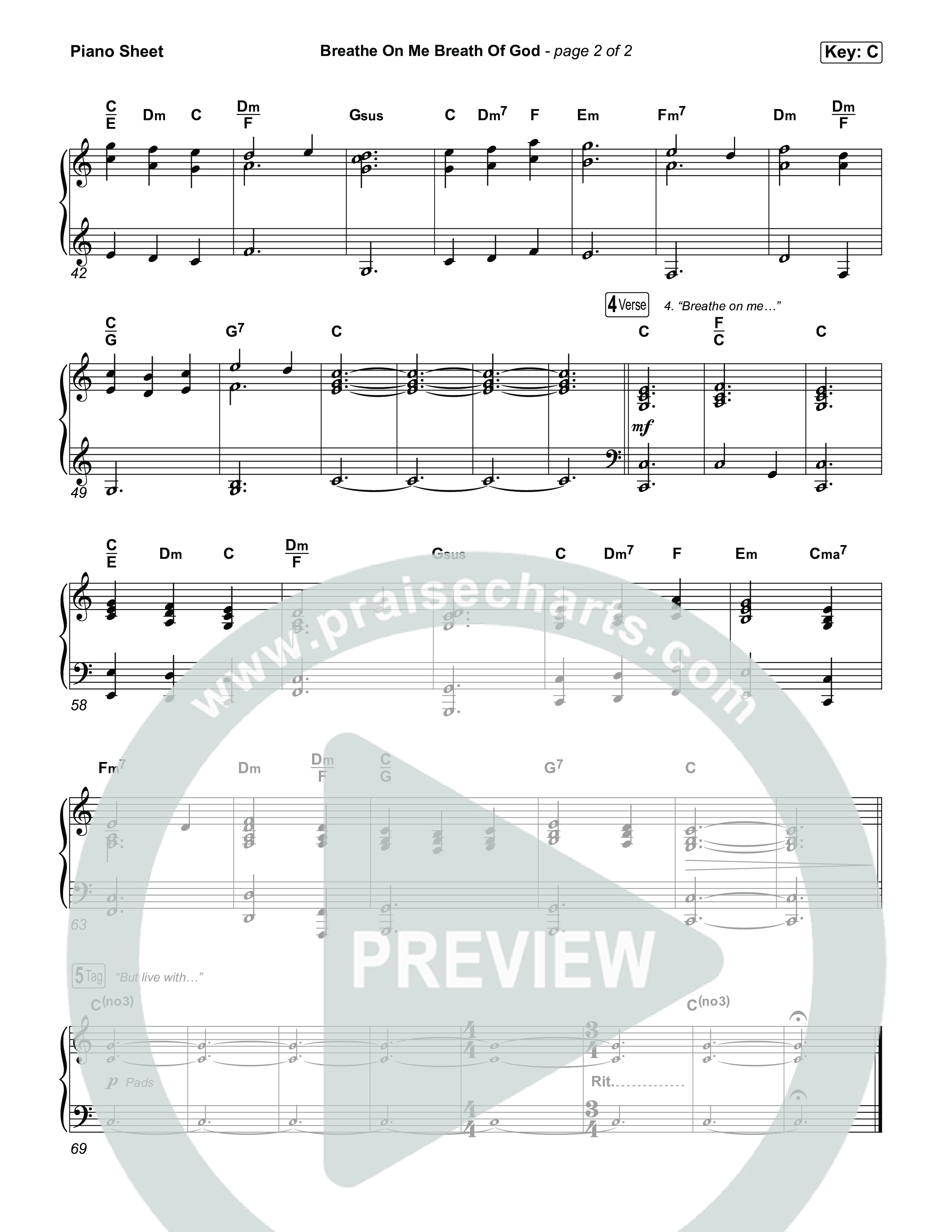 Breathe On Me Breath Of God Piano Sheet (Keith & Kristyn Getty / Fernando Ortega)
