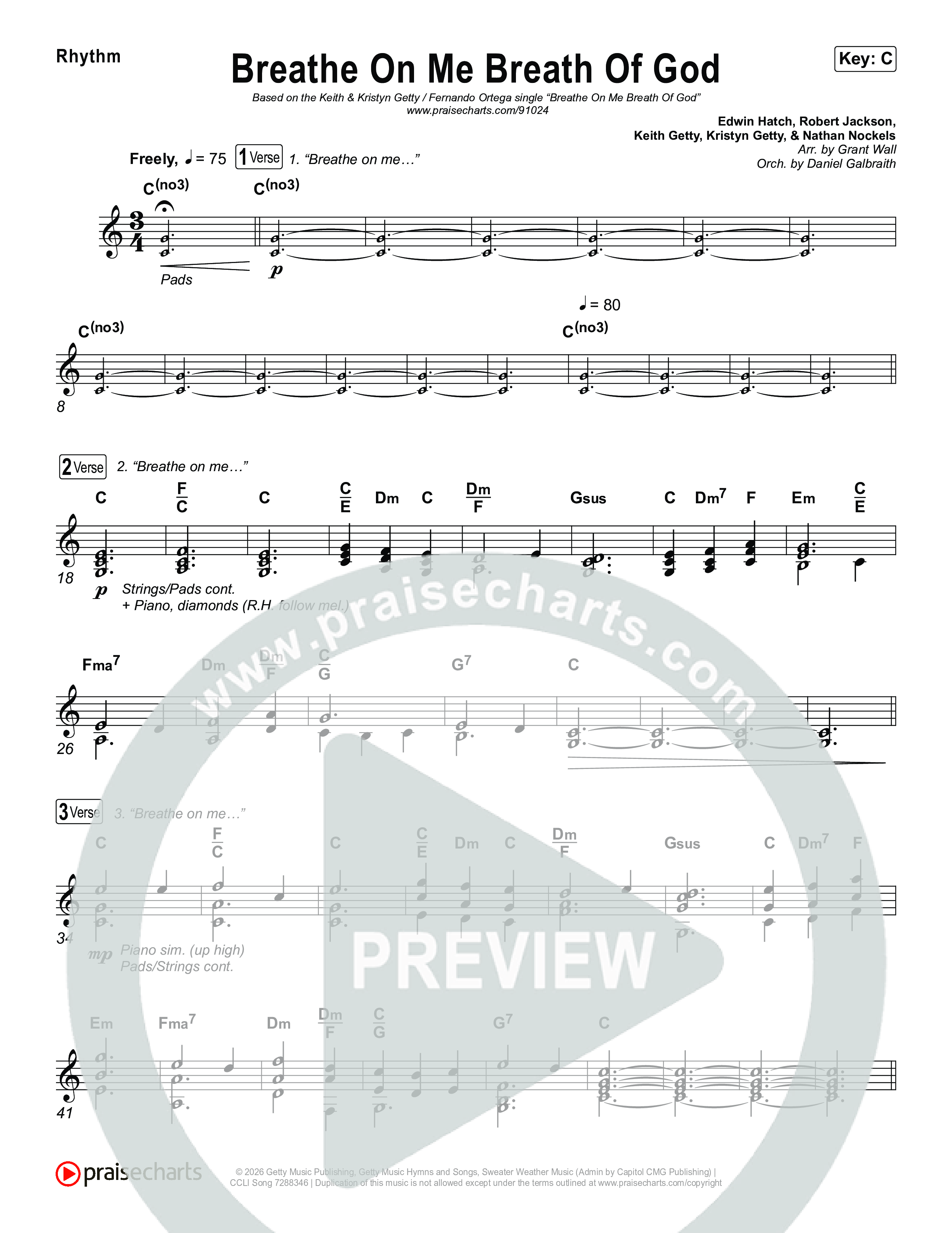 Breathe On Me Breath Of God Rhythm Chart (Keith & Kristyn Getty / Fernando Ortega)