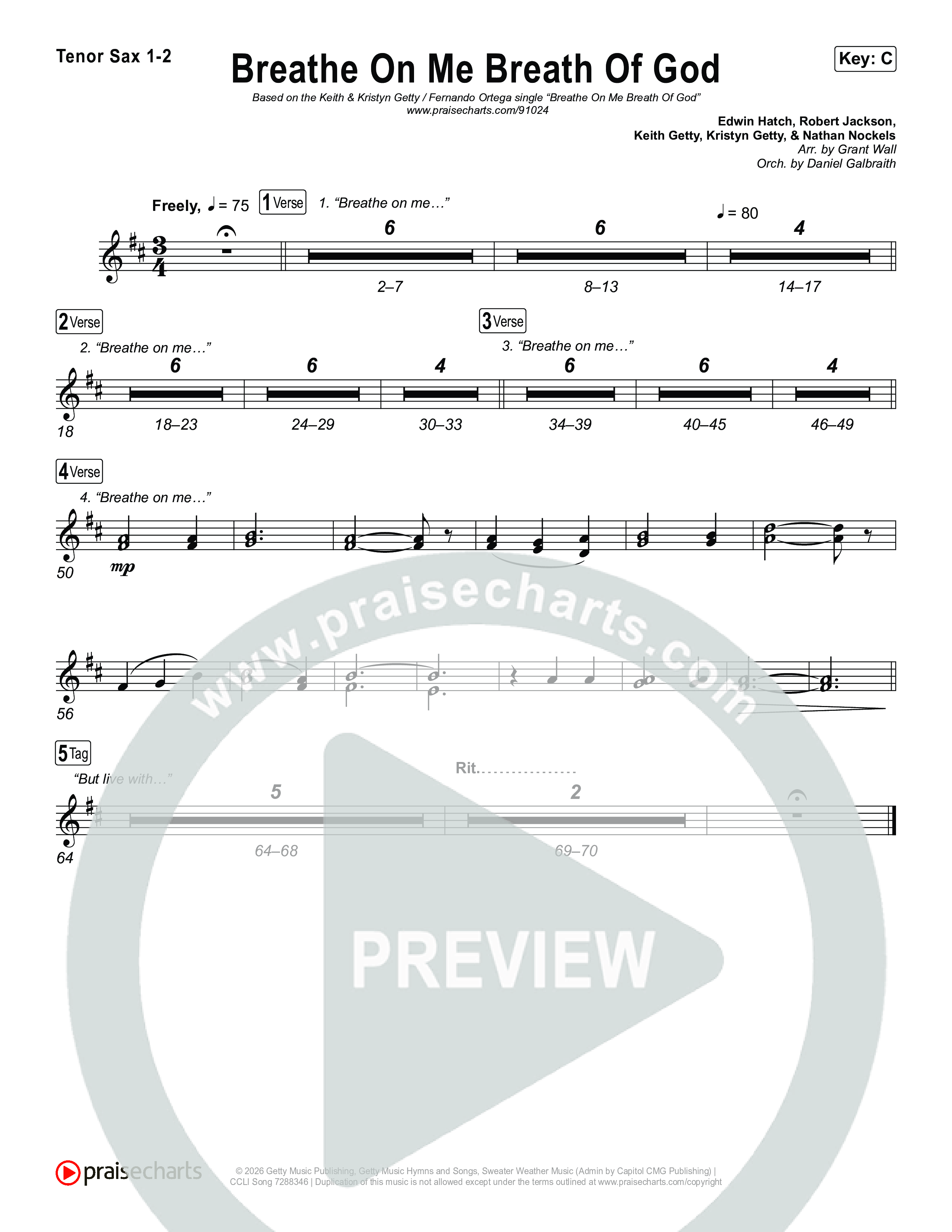 Breathe On Me Breath Of God Sax Pack (Keith & Kristyn Getty / Fernando Ortega)