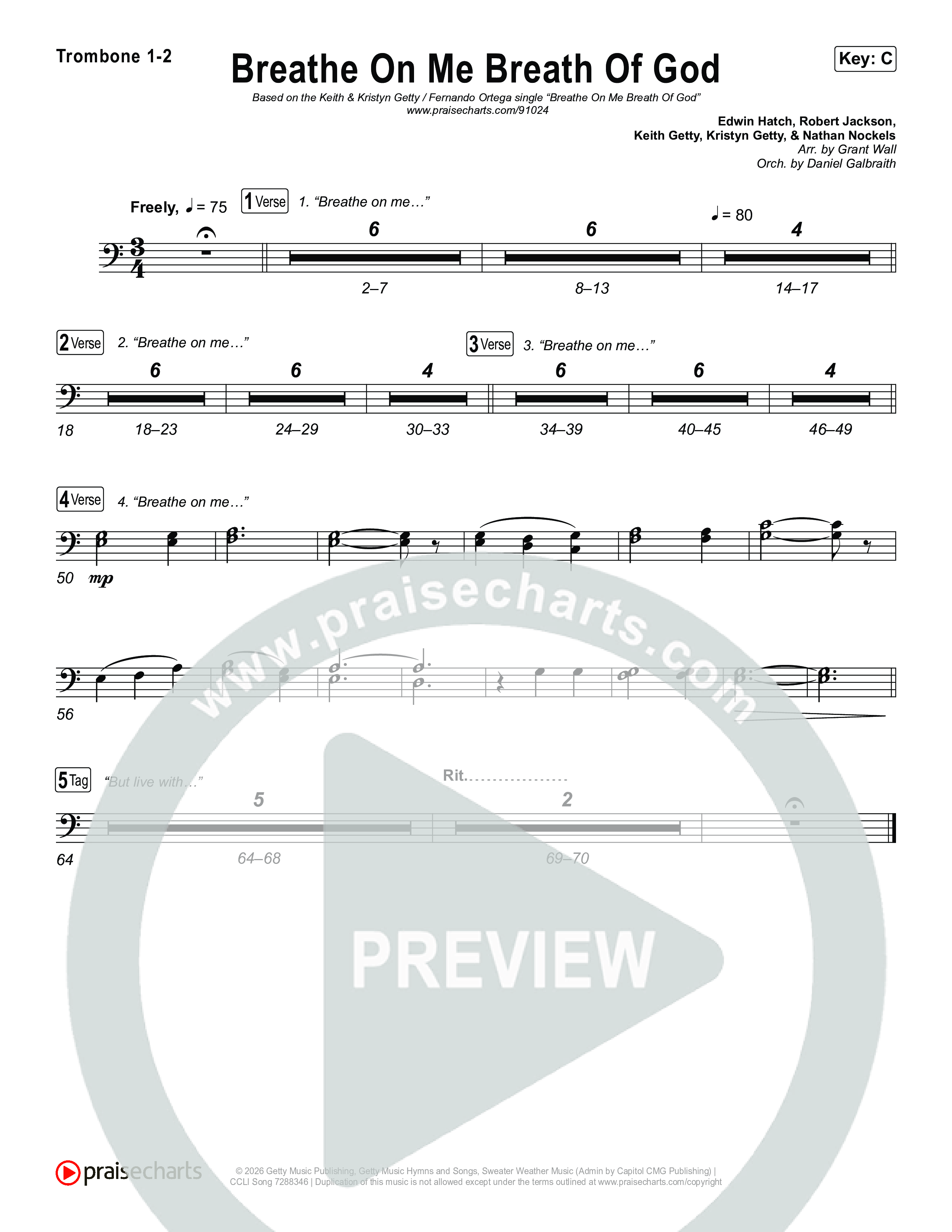 Breathe On Me Breath Of God Trombone 1,2 (Keith & Kristyn Getty / Fernando Ortega)