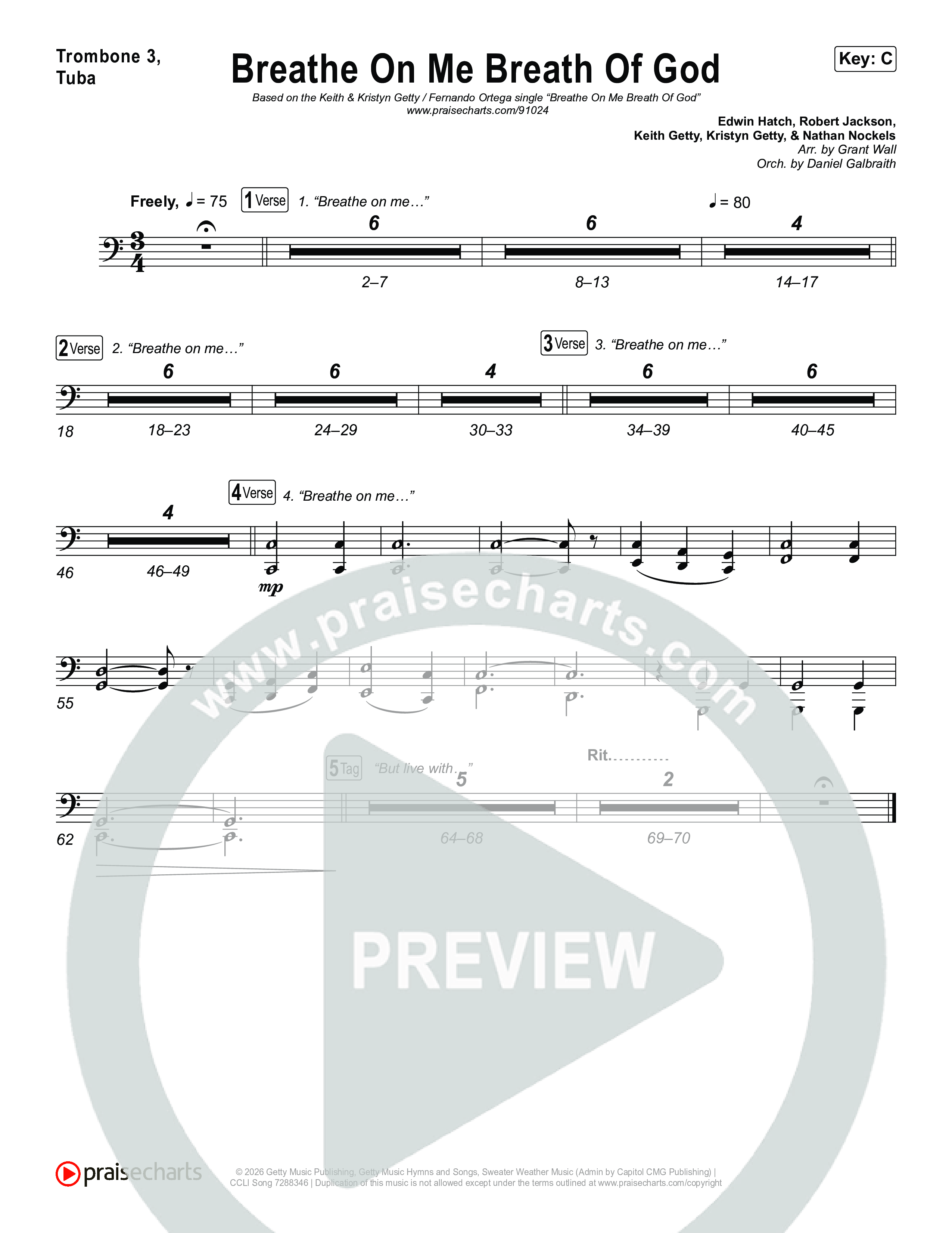 Breathe On Me Breath Of God Trombone 1,2 (Keith & Kristyn Getty / Fernando Ortega)