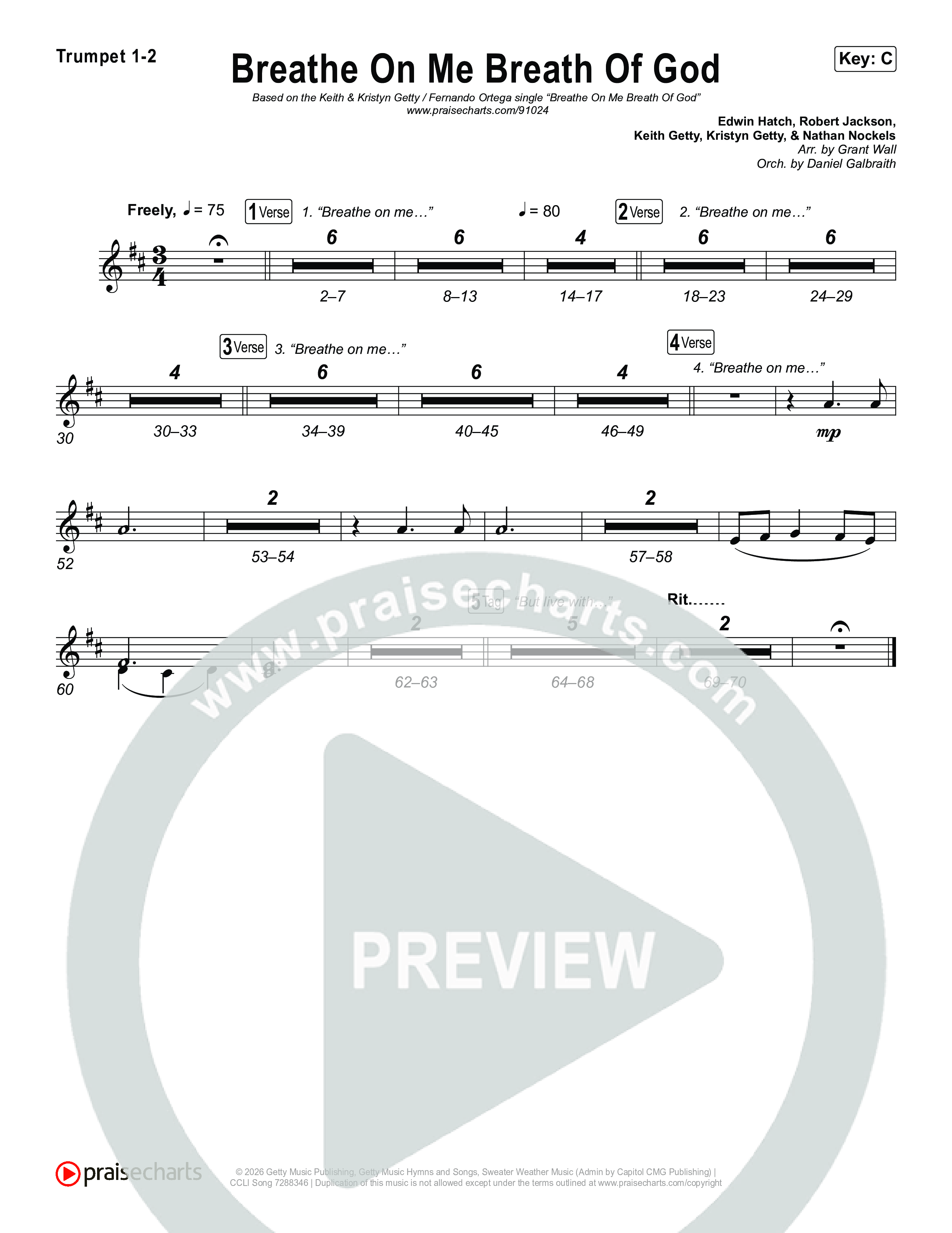 Breathe On Me Breath Of God Brass Pack (Keith & Kristyn Getty / Fernando Ortega)