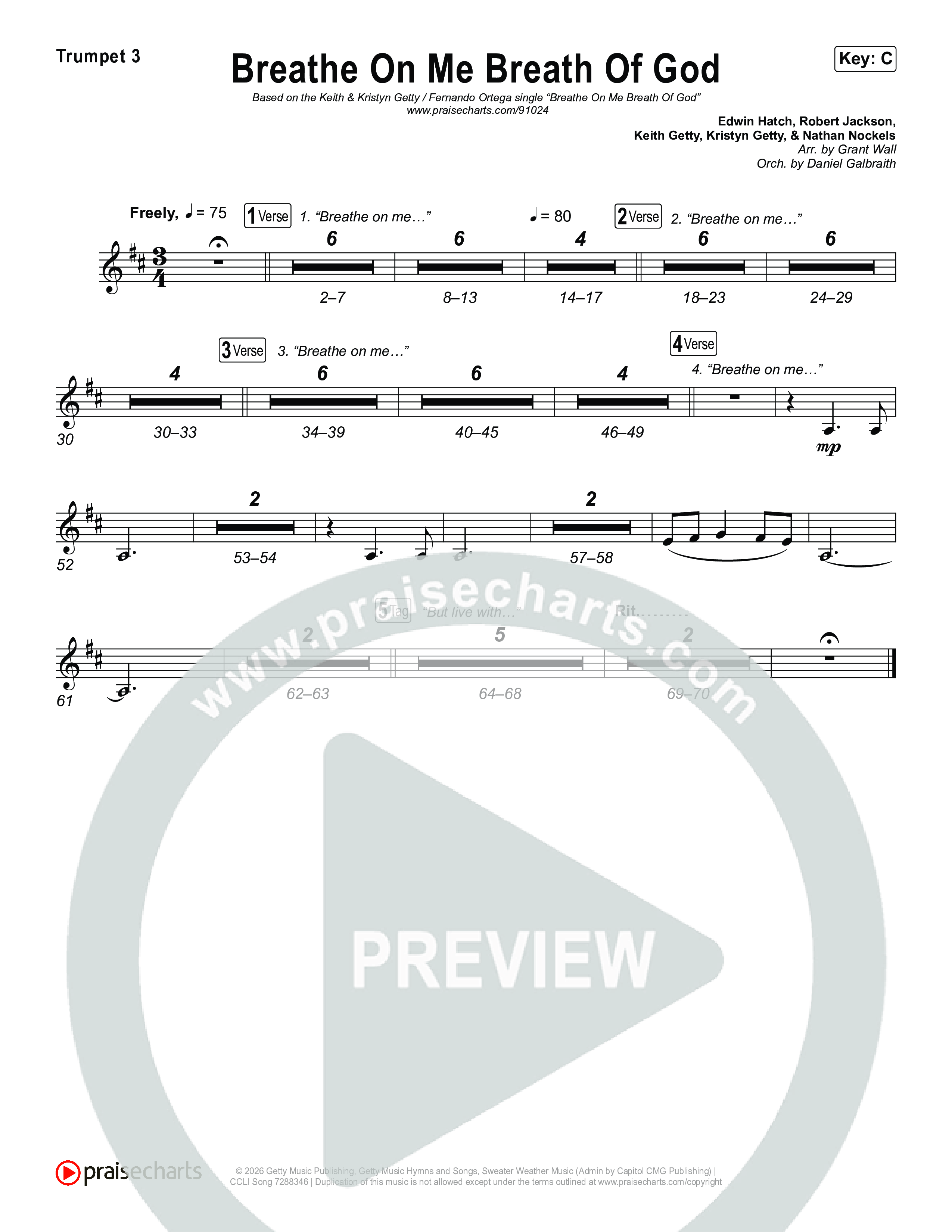 Breathe On Me Breath Of God Brass Pack (Keith & Kristyn Getty / Fernando Ortega)