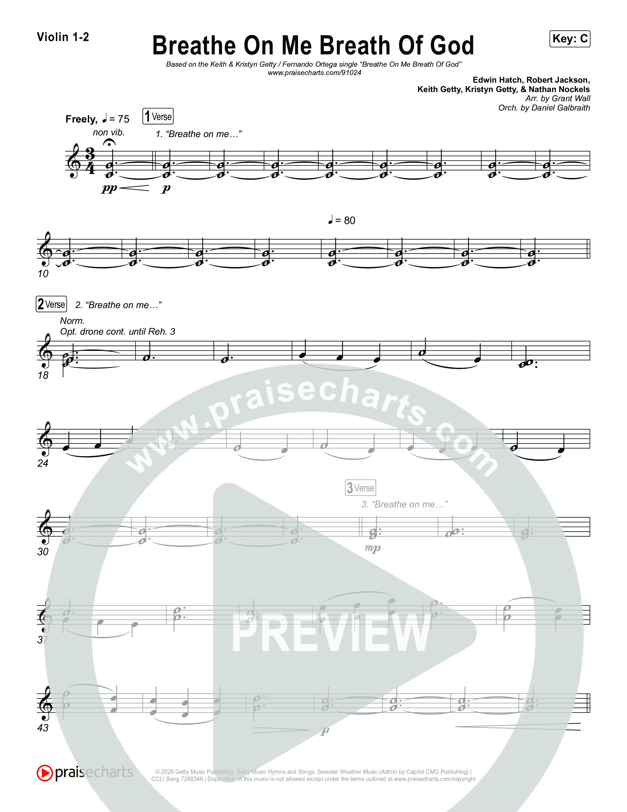 Breathe On Me Breath Of God String Pack (Keith & Kristyn Getty / Fernando Ortega)