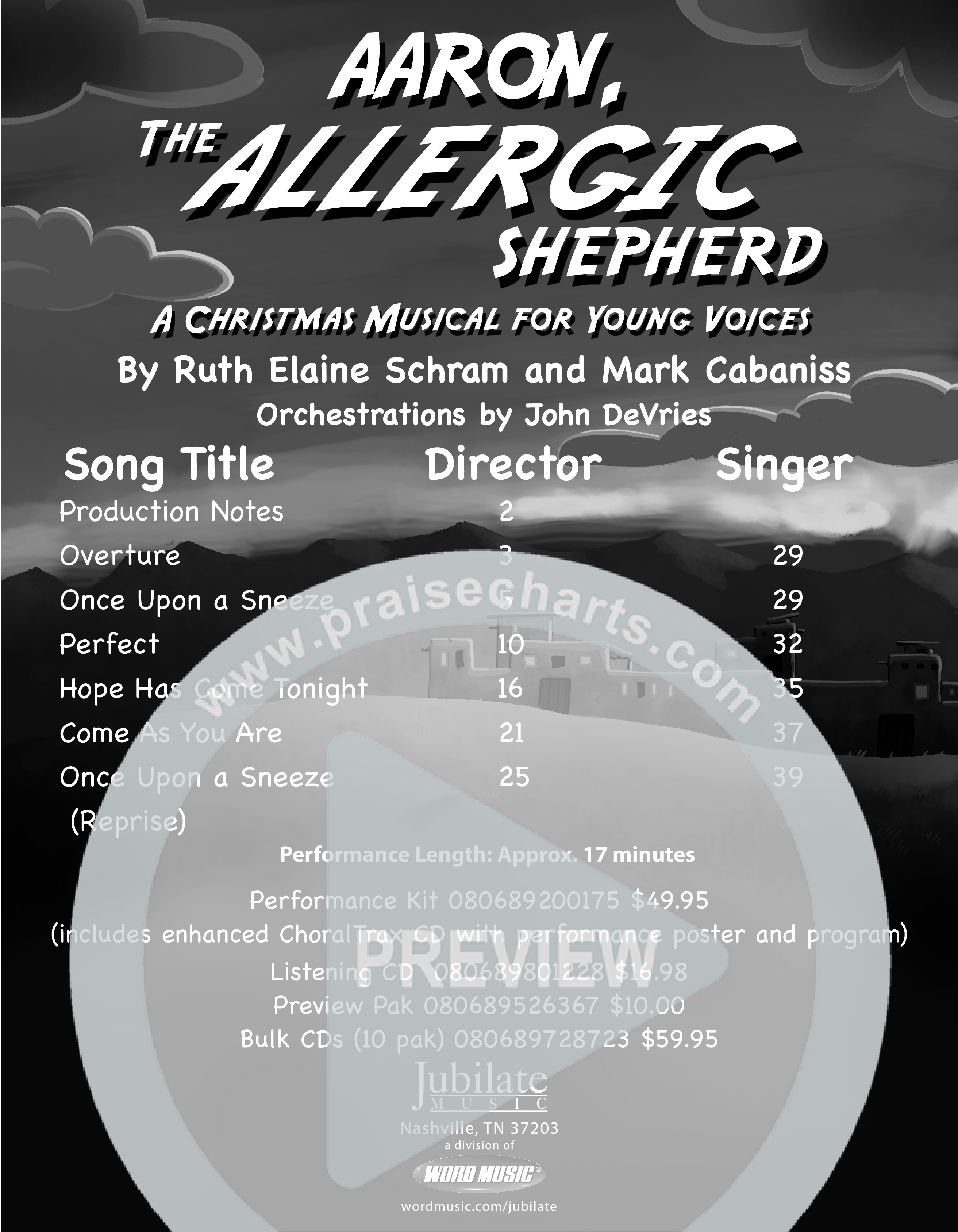 Aaron The Allergic Angel (6 Song Choral Collection) Choral Book (Orch. John DeVries)