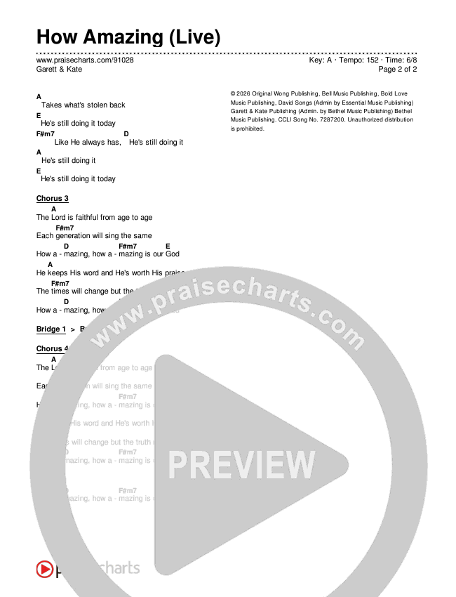 How Amazing (Live) Chords & Lyrics (Garett & Kate)