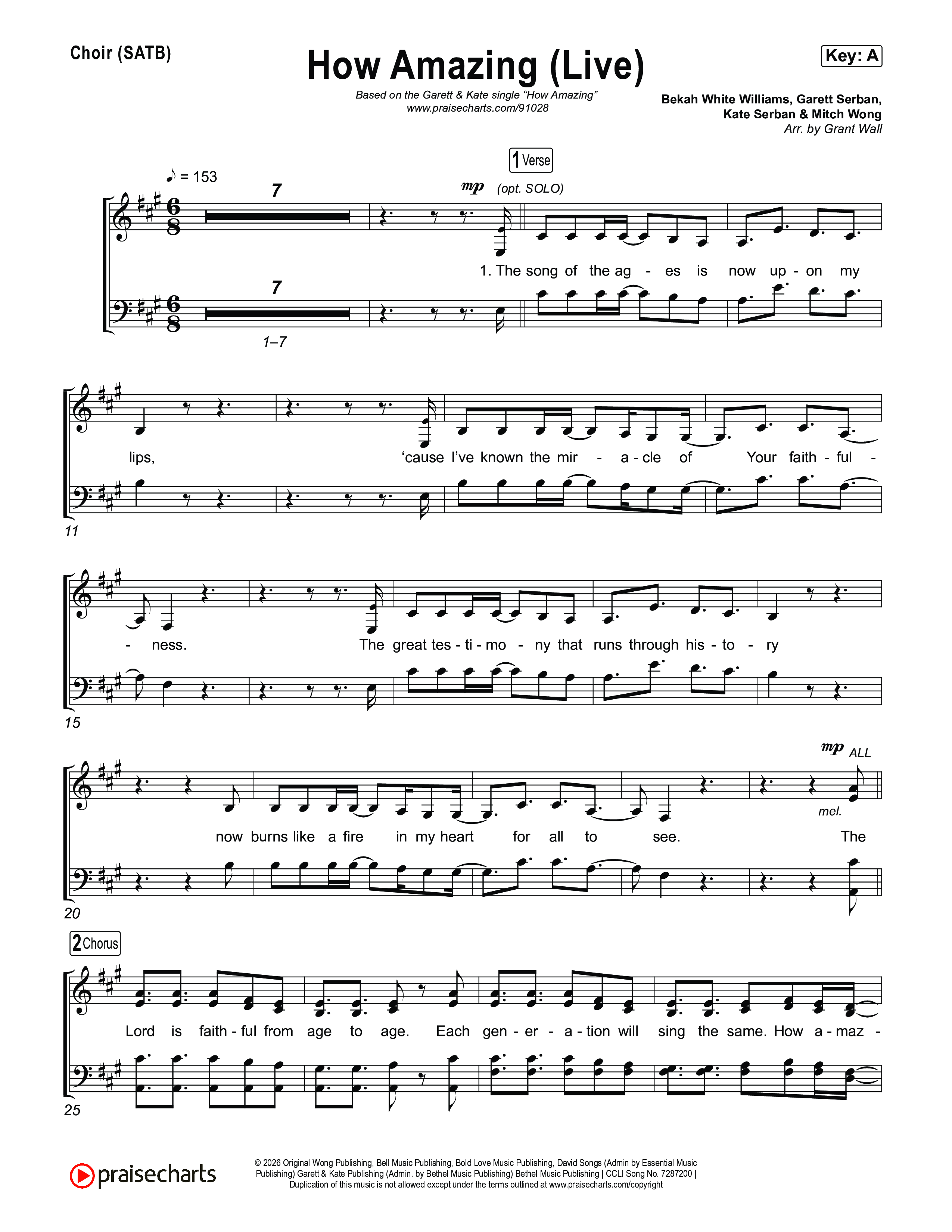 How Amazing (Live) Choir Sheet (SATB) (Garett & Kate)