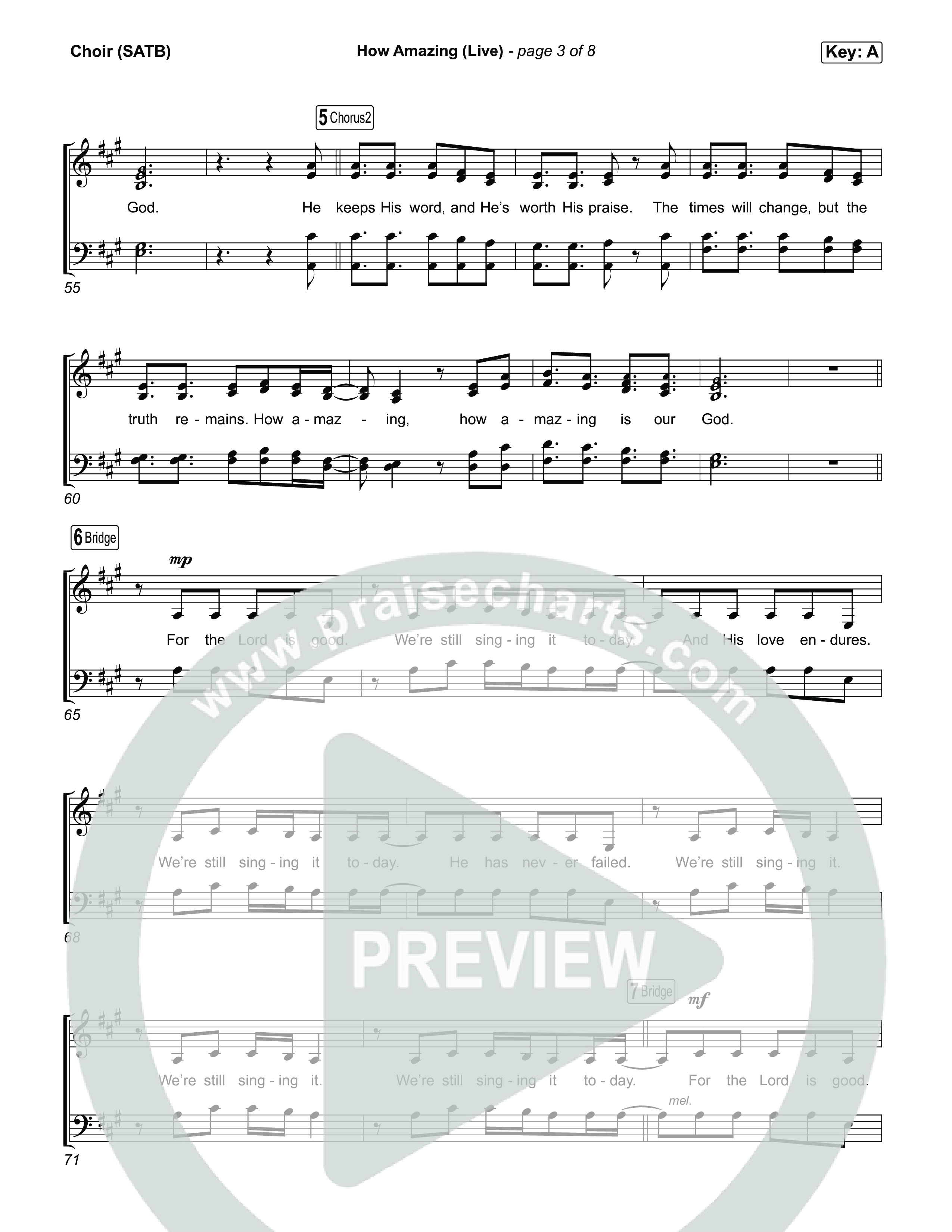 How Amazing (Live) Choir Sheet (SATB) (Garett & Kate)