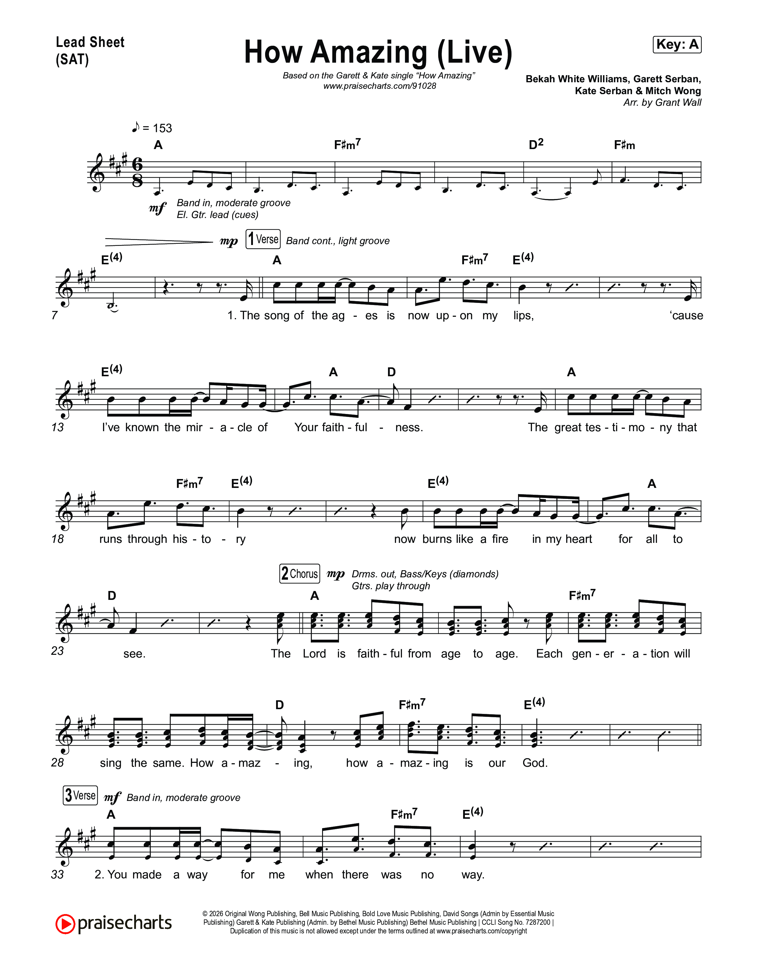 How Amazing (Live) Lead Sheet (SAT) (Garett & Kate)