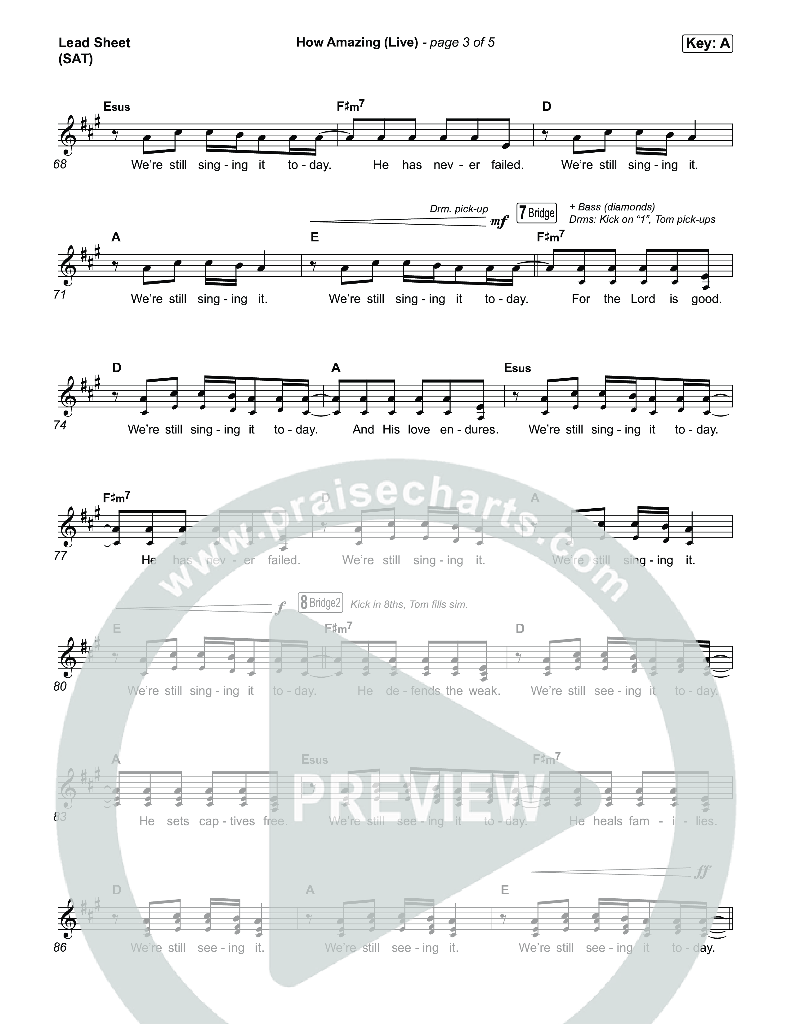 How Amazing (Live) Lead Sheet (SAT) (Garett & Kate)