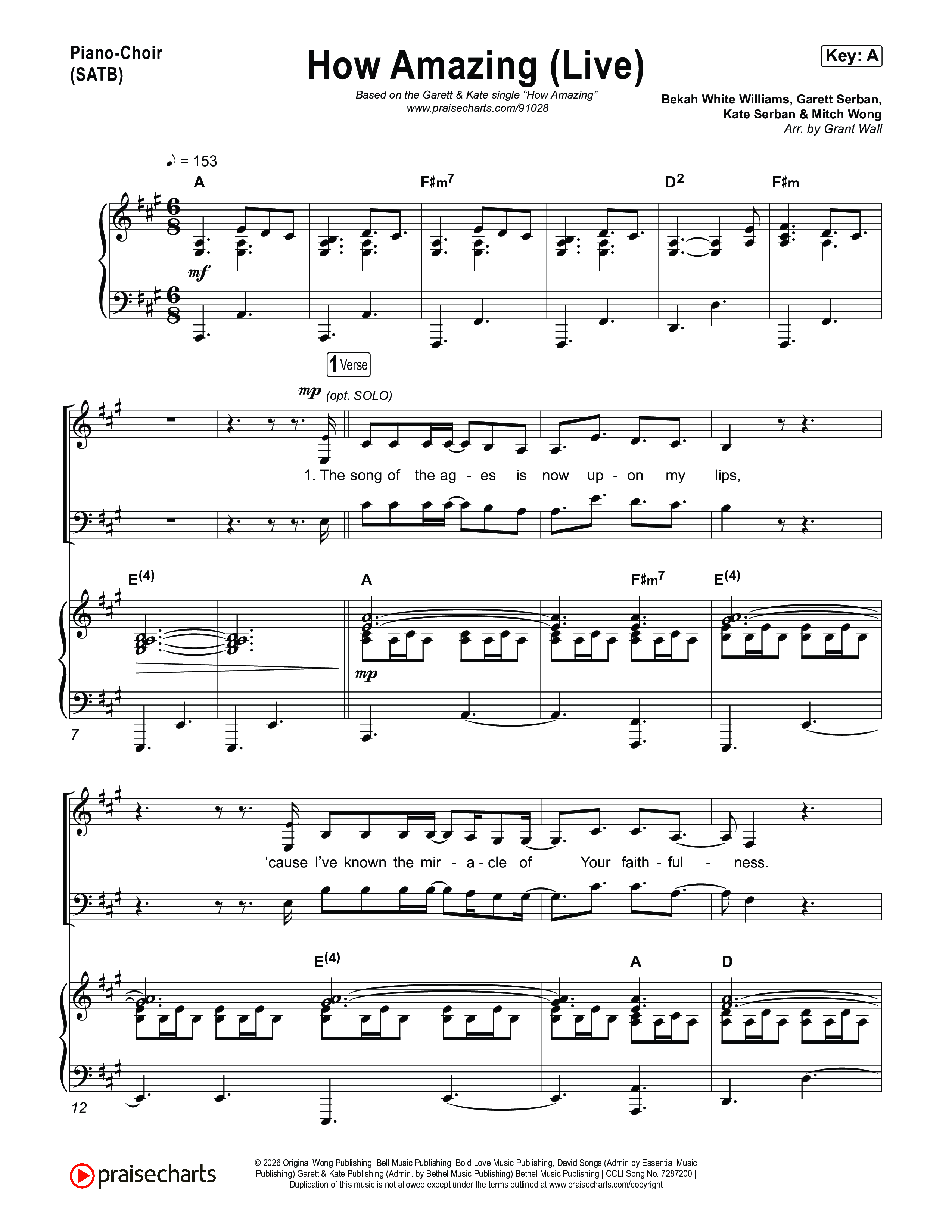 How Amazing (Live) Piano/Vocal Pack (Garett & Kate)