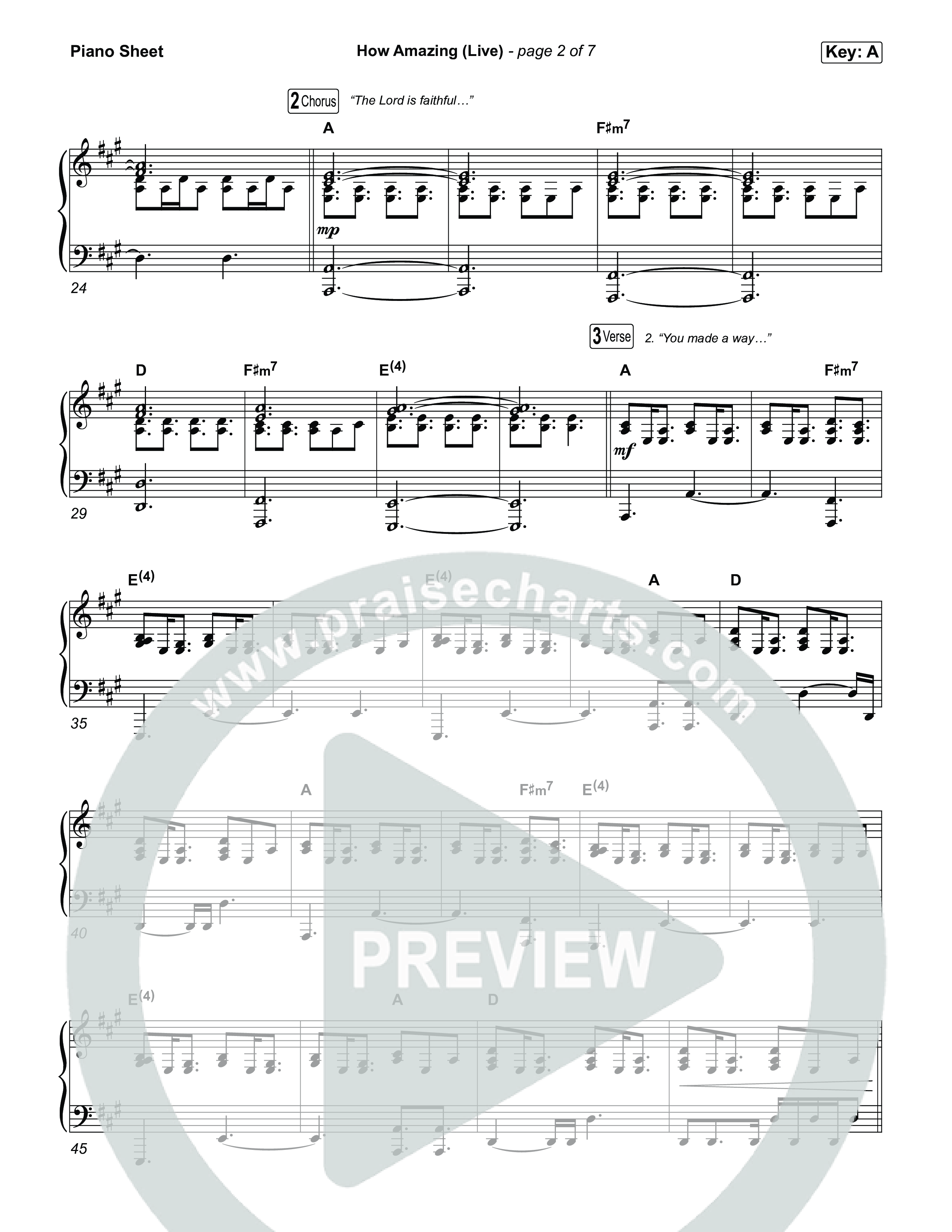 How Amazing (Live) Piano Sheet (Garett & Kate)