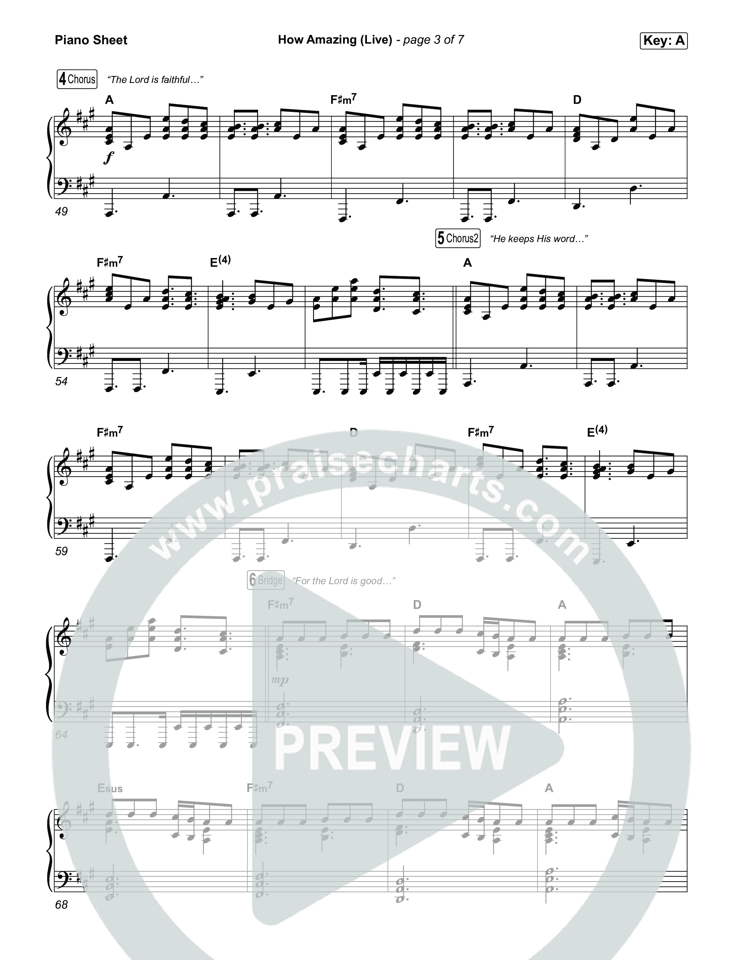 How Amazing (Live) Piano Sheet (Garett & Kate)