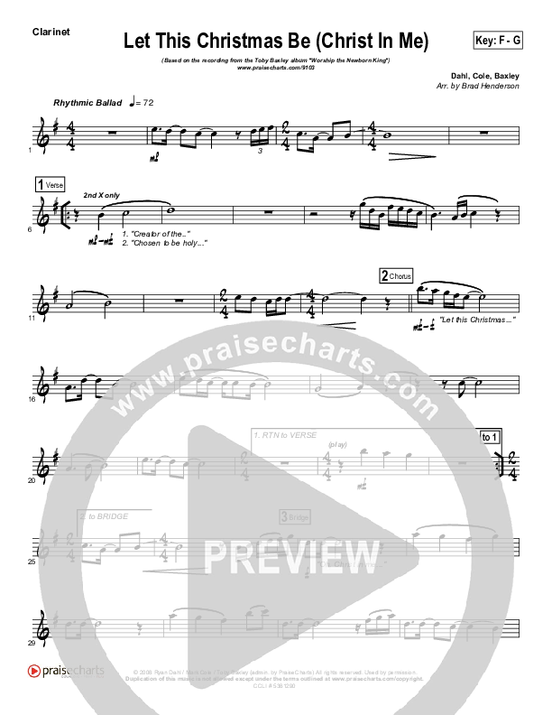 Let This Christmas Be (Christ In Me) Clarinet (Toby Baxley)