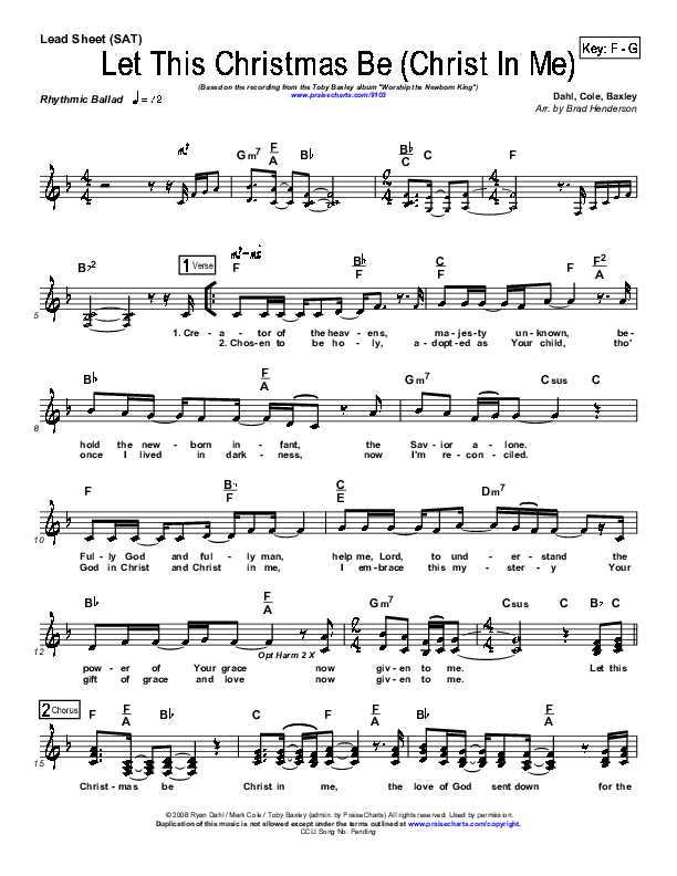 Let This Christmas Be (Christ In Me) Lead Sheet (SAT) (Toby Baxley)