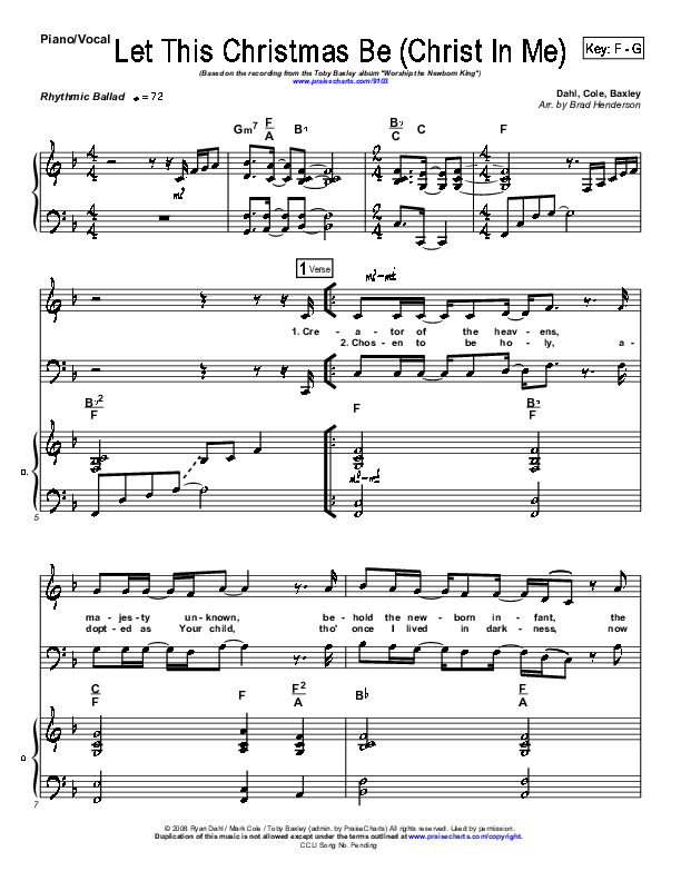 Let This Christmas Be (Christ In Me) Piano/Vocal (Toby Baxley)