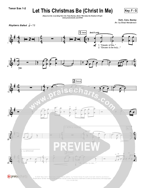 Let This Christmas Be (Christ In Me) Tenor Sax 1/2 (Toby Baxley)