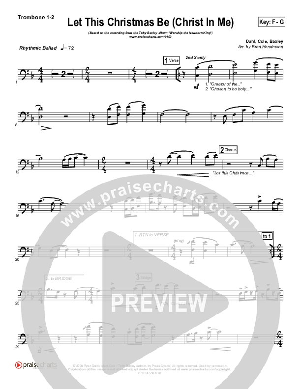 Let This Christmas Be (Christ In Me) Trombone 1/2 (Toby Baxley)