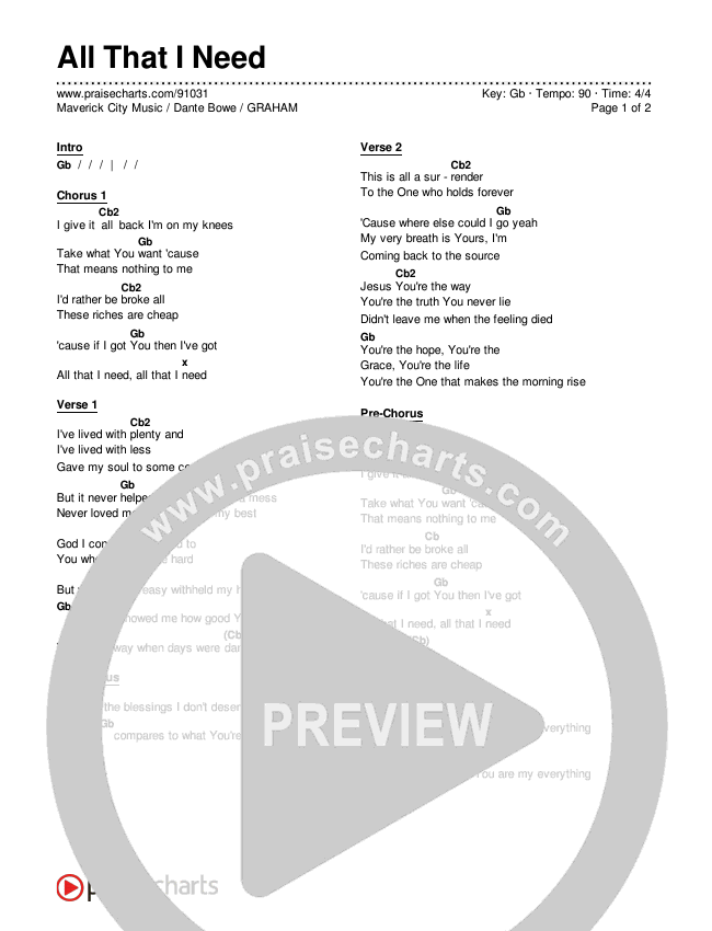 All That I Need Chords & Lyrics (Maverick City Music / Dante Bowe / GRAHAM)