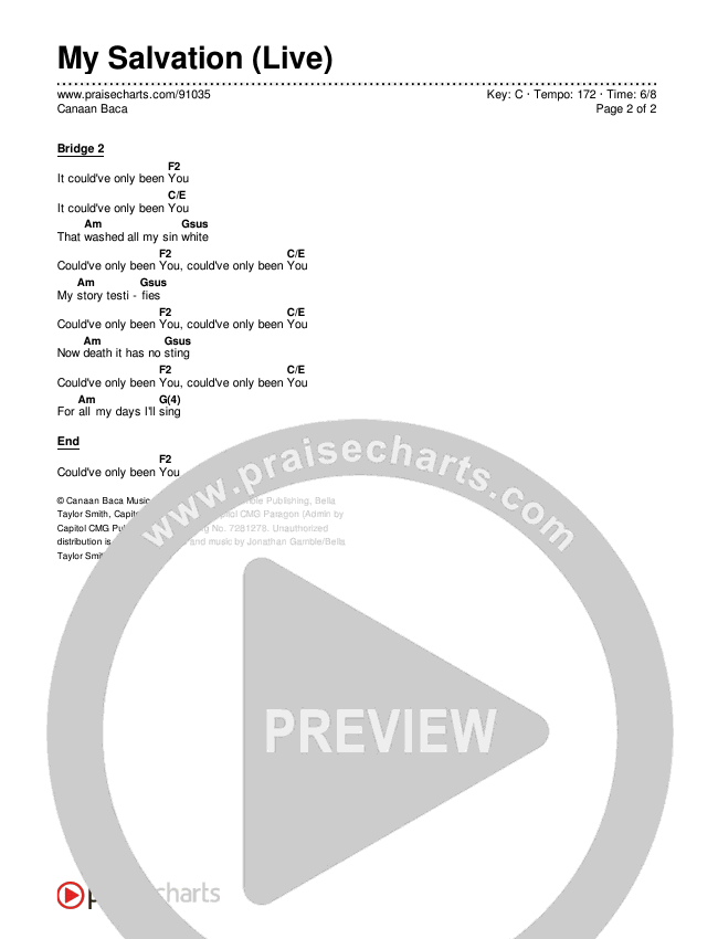 My Salvation (Live) Chords & Lyrics (Canaan Baca)