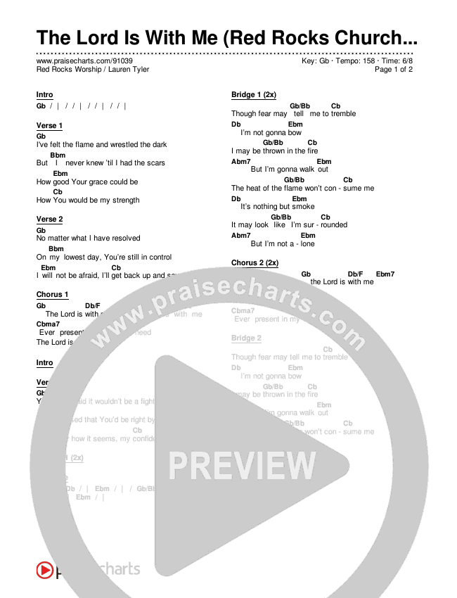 The Lord Is With Me (Red Rocks Church) (Live) Chords & Lyrics (Red Rocks Worship / Lauren Tyler)