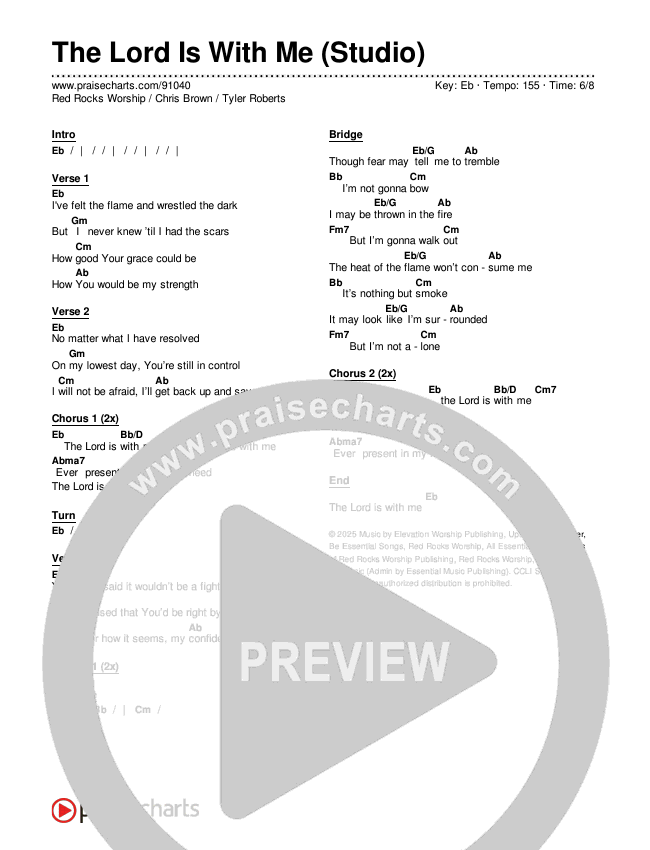 The Lord Is With Me (Studio) Chords & Lyrics (Red Rocks Worship / Chris Brown / Tyler Roberts)