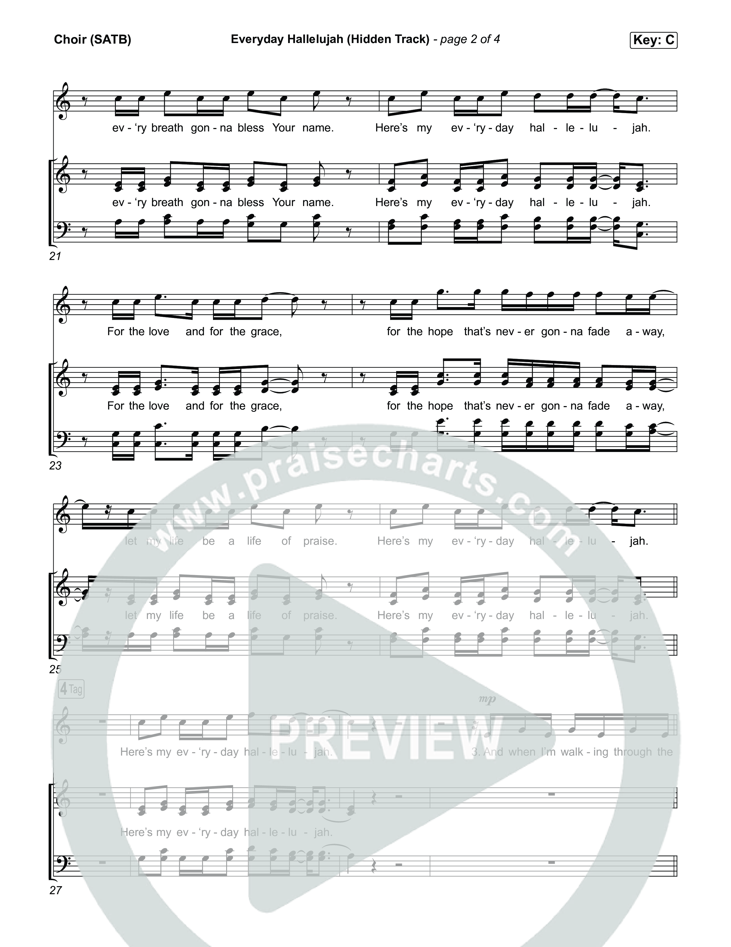 Everyday Hallelujah (Hidden Track) Choir Sheet (SATB) (Phil Wickham)