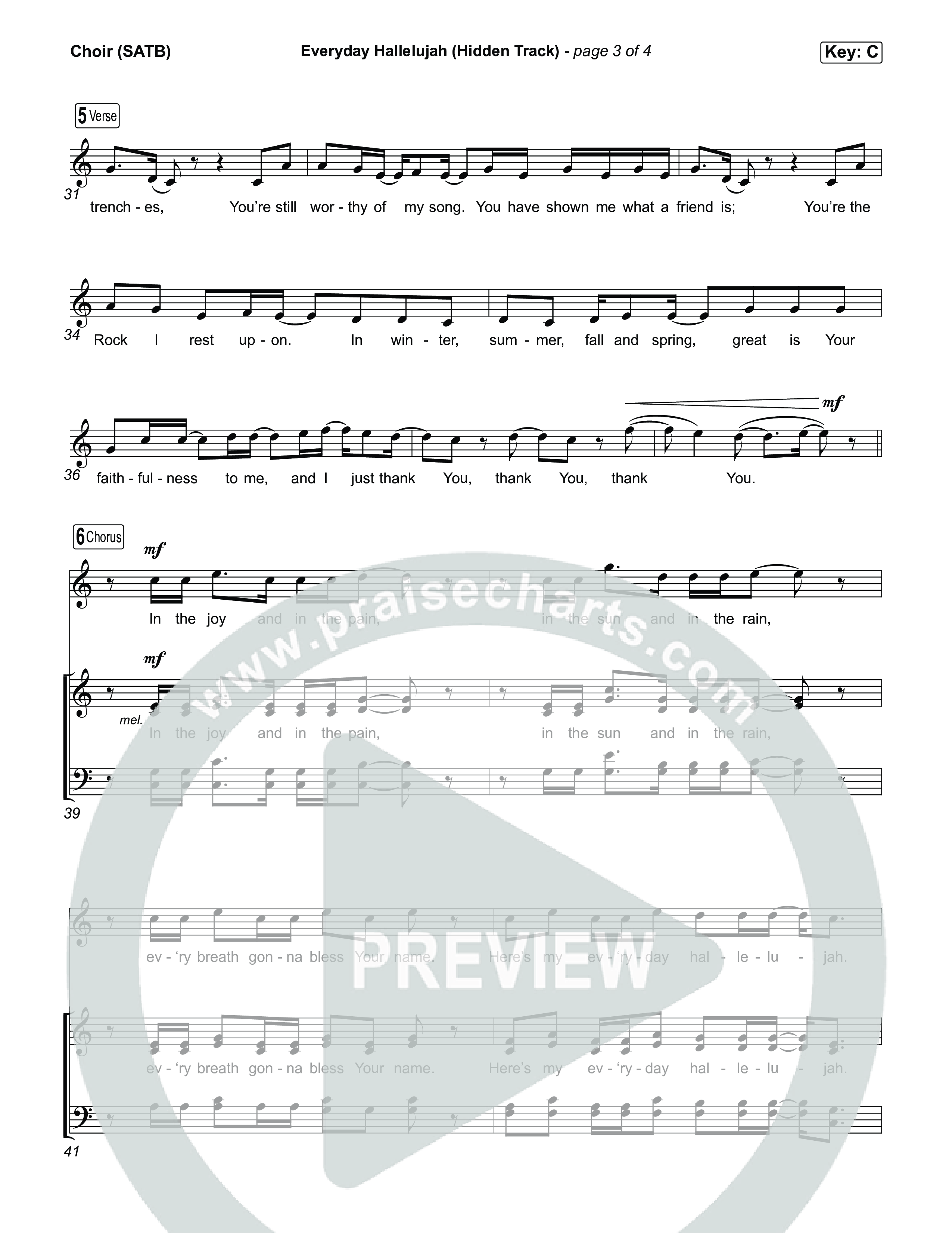 Everyday Hallelujah (Hidden Track) Choir Sheet (SATB) (Phil Wickham)
