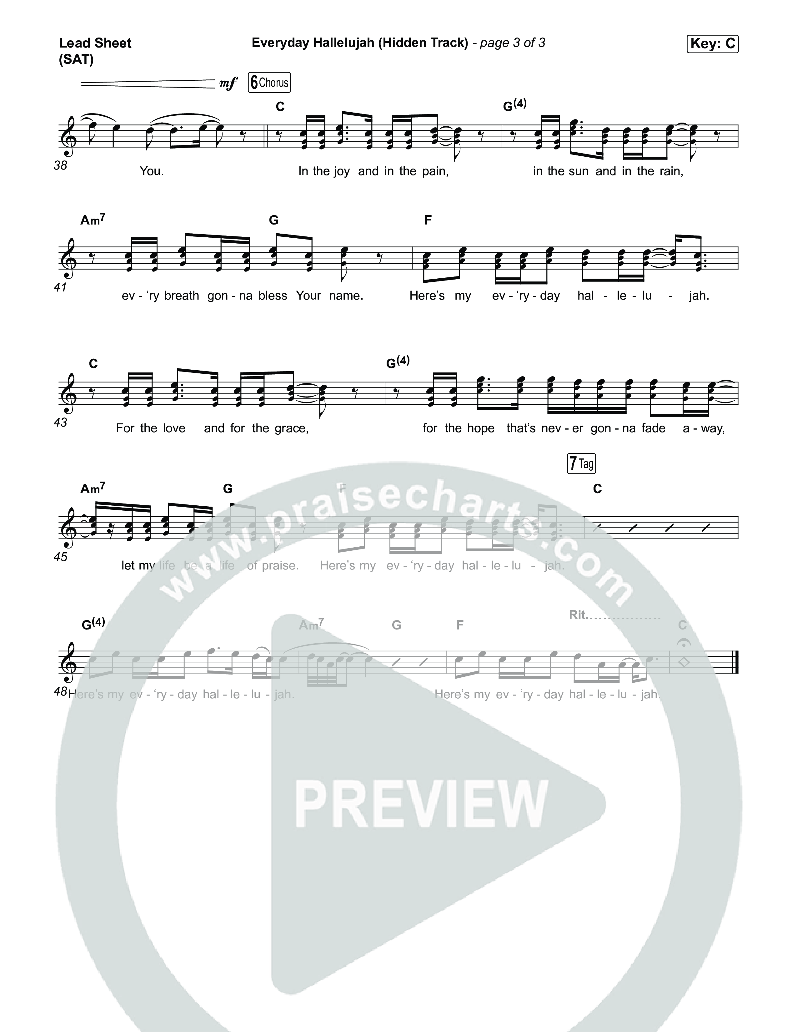Everyday Hallelujah (Hidden Track) Lead Sheet (SAT) (Phil Wickham)