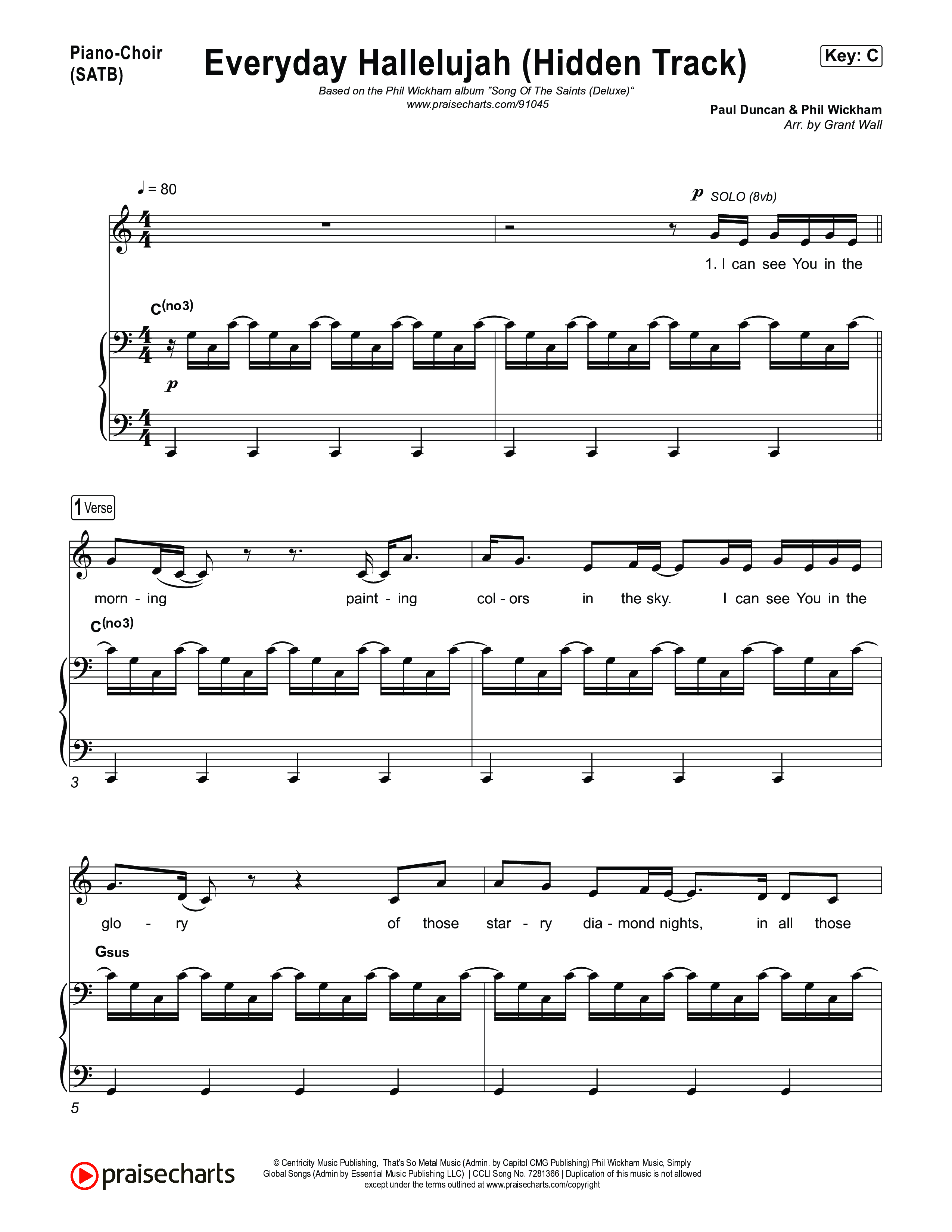 Everyday Hallelujah (Hidden Track) Piano/Vocal (SATB) (Phil Wickham)