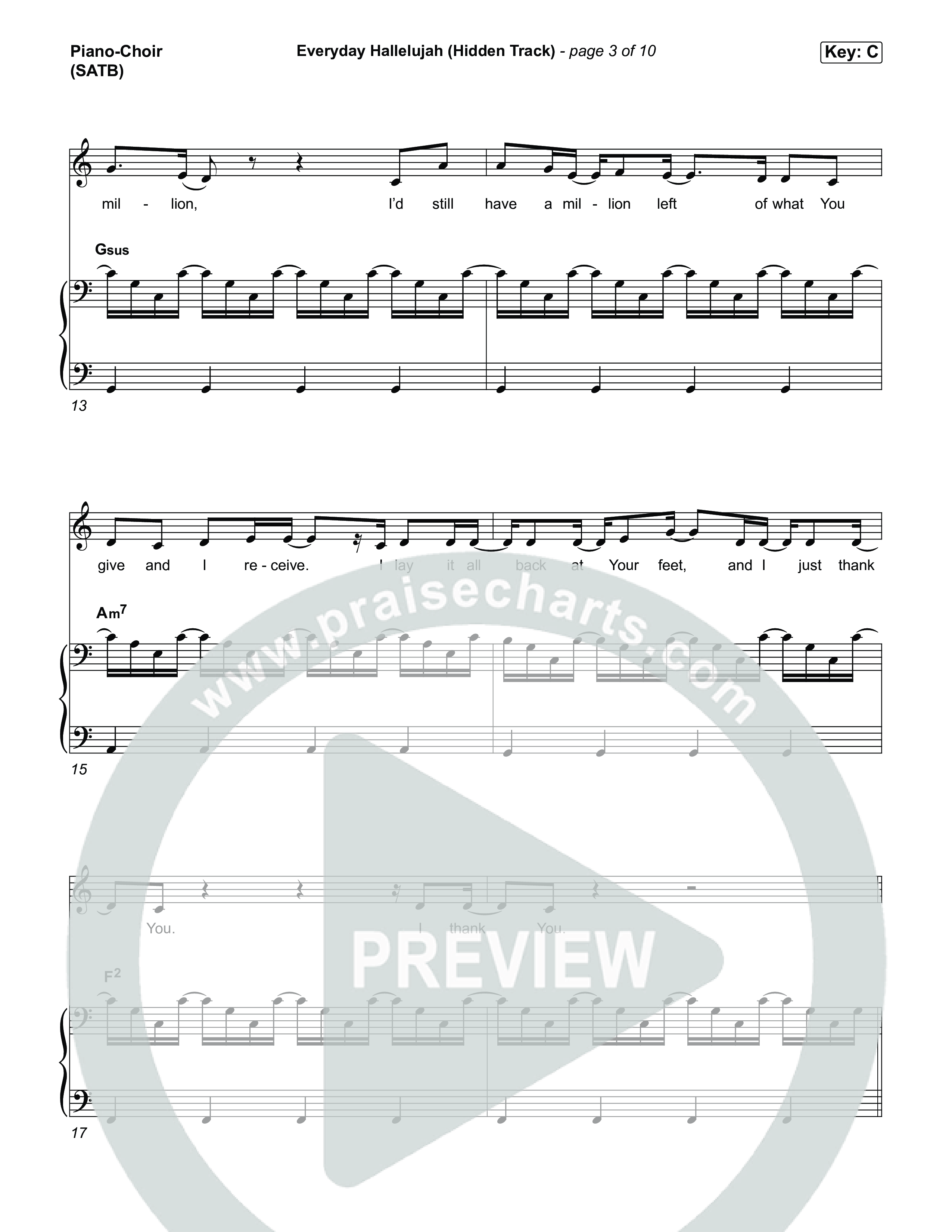 Everyday Hallelujah (Hidden Track) Piano/Vocal (SATB) (Phil Wickham)